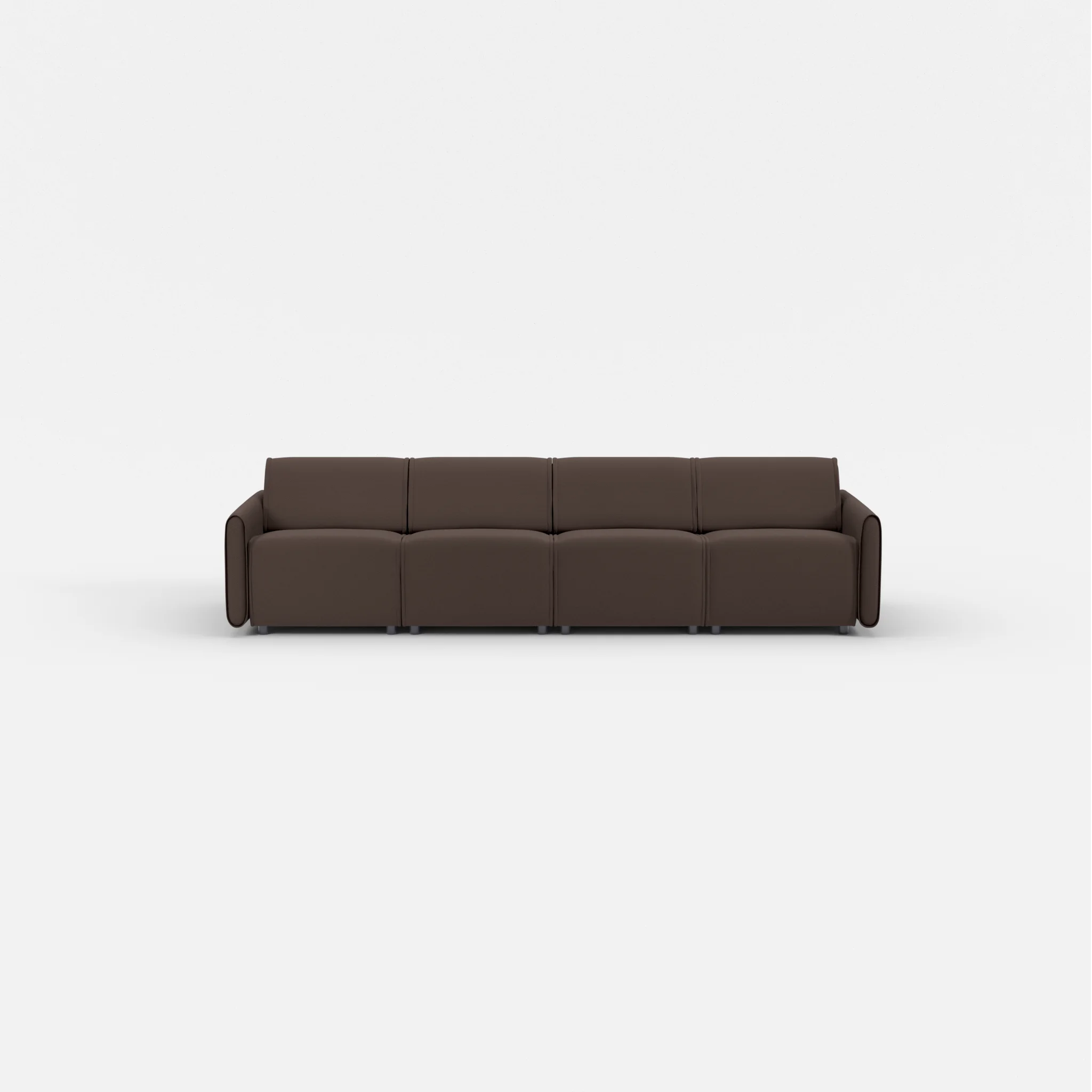 4 Sitzer Sofa Belleform mit schmaler Armlehne 1 novumrosewood in Dunkelbraun von vorne