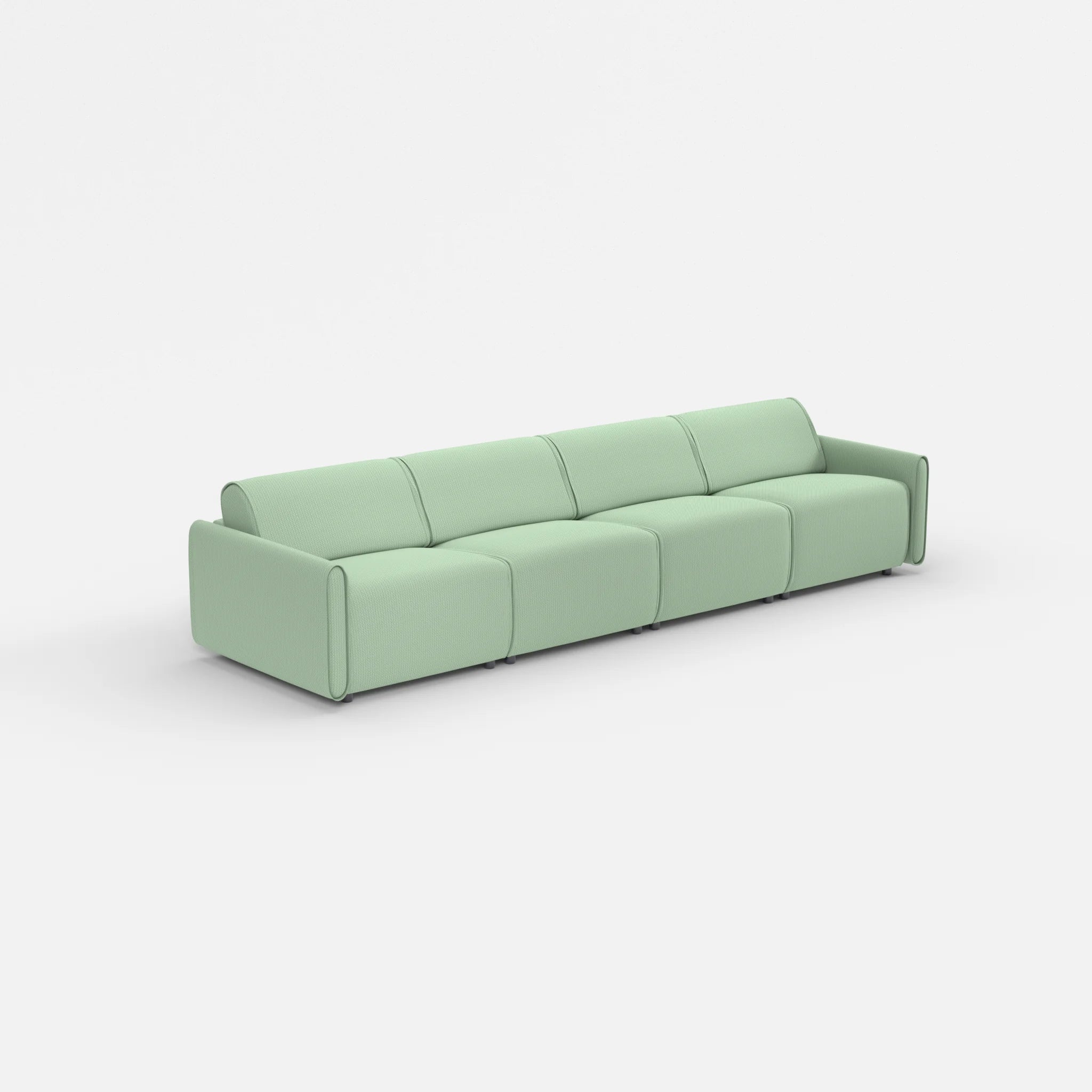4 Sitzer Sofa Belleform mit schmaler Armlehne 2 credoaloe in Hellgrün von der Seite