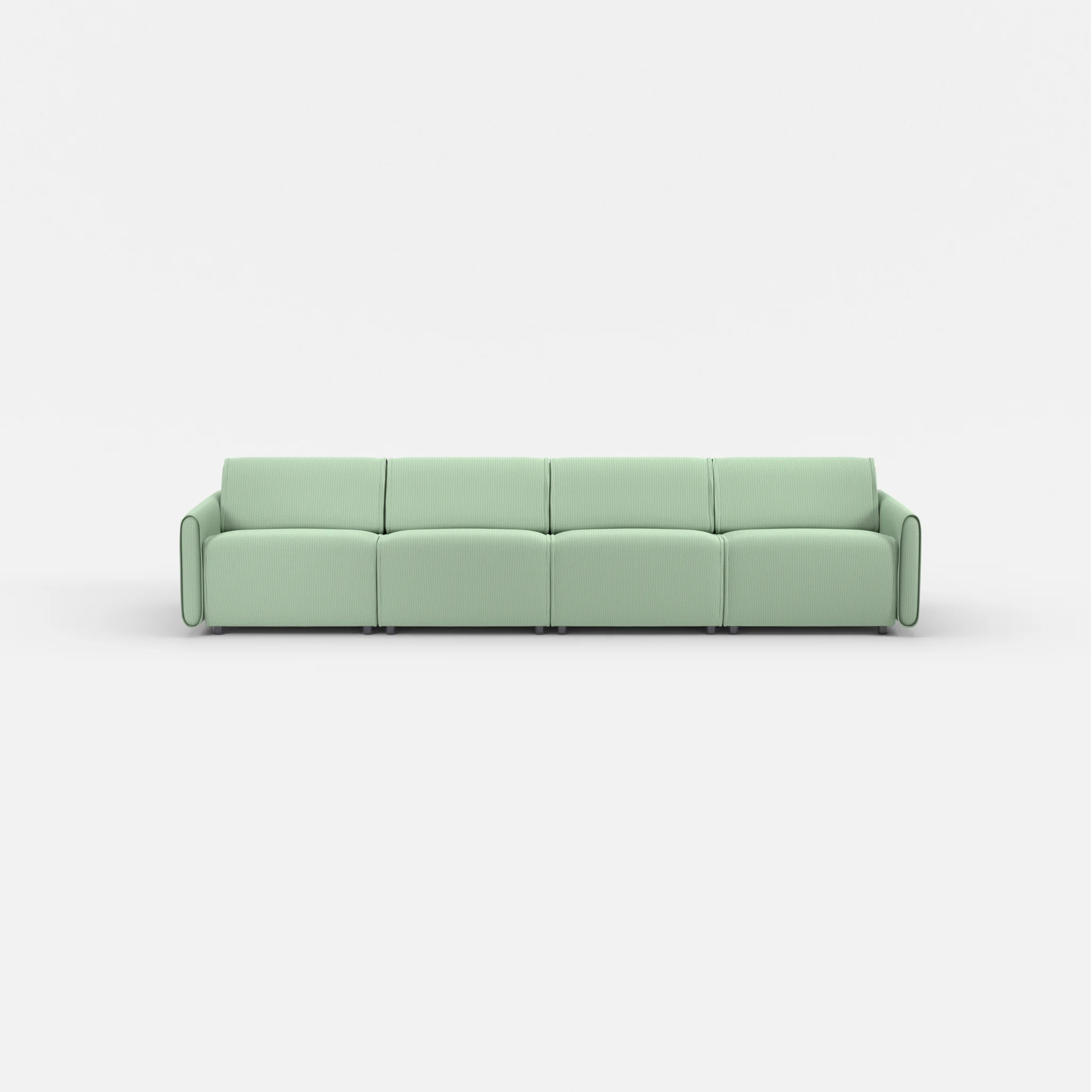 4 Sitzer Sofa Belleform mit schmaler Armlehne 2 credoaloe in Hellgrün von vorne