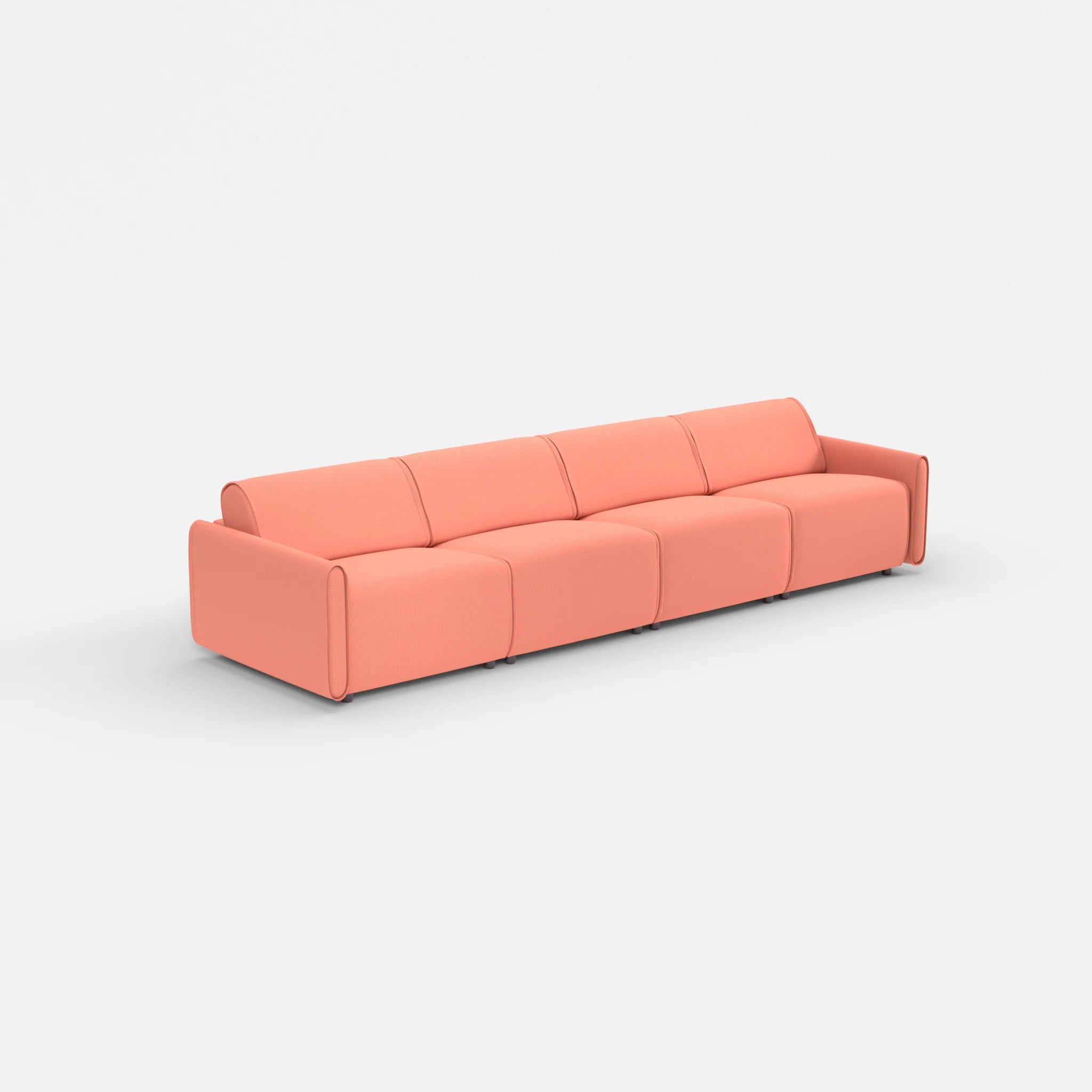 4 Sitzer Sofa Belleform mit schmaler Armlehne 2 credograpefruit in Coral von der Seite