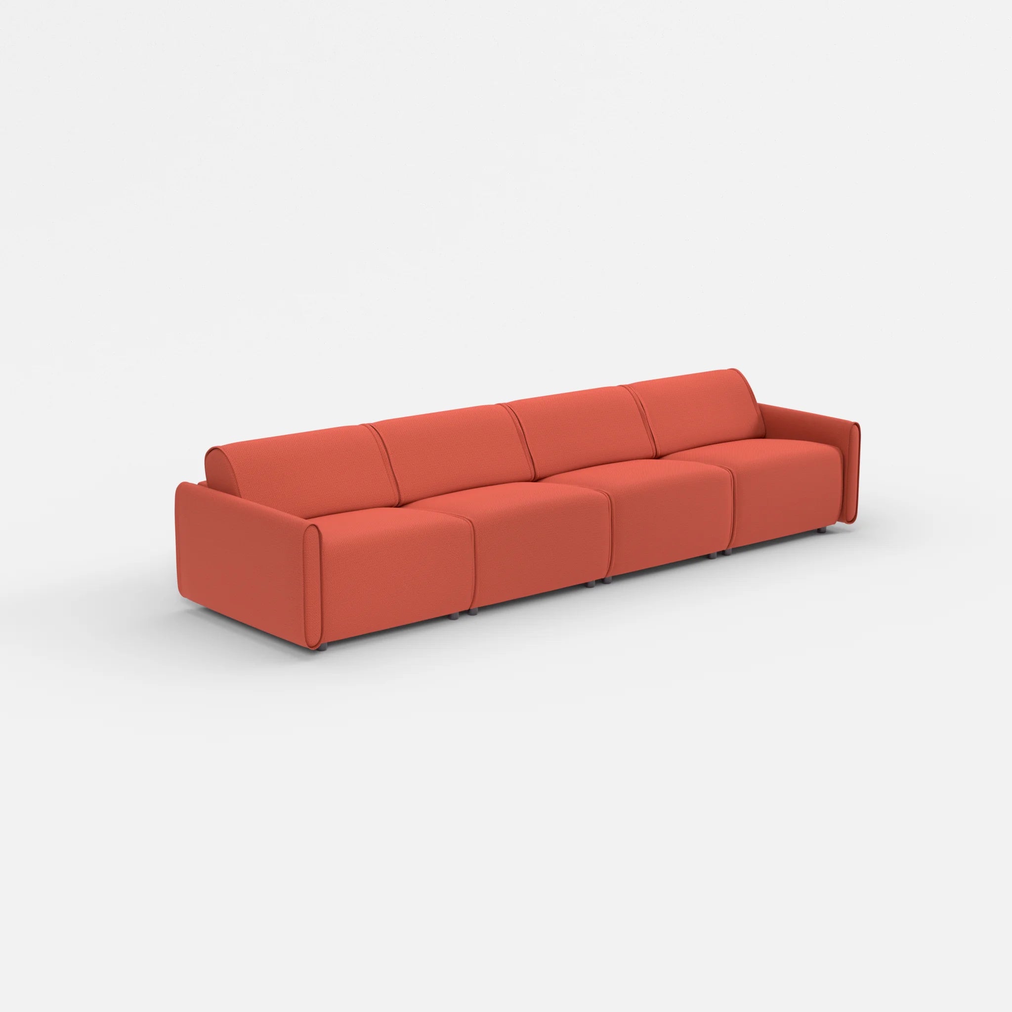 4 Sitzer Sofa Belleform mit schmaler Armlehne 2 credolampion in Rot von der Seite