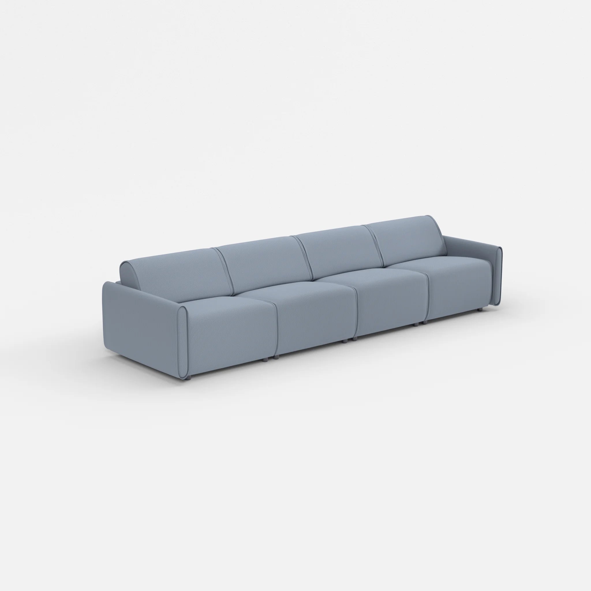 4 Sitzer Sofa Belleform mit schmaler Armlehne 2 credosea in Blau von der Seite