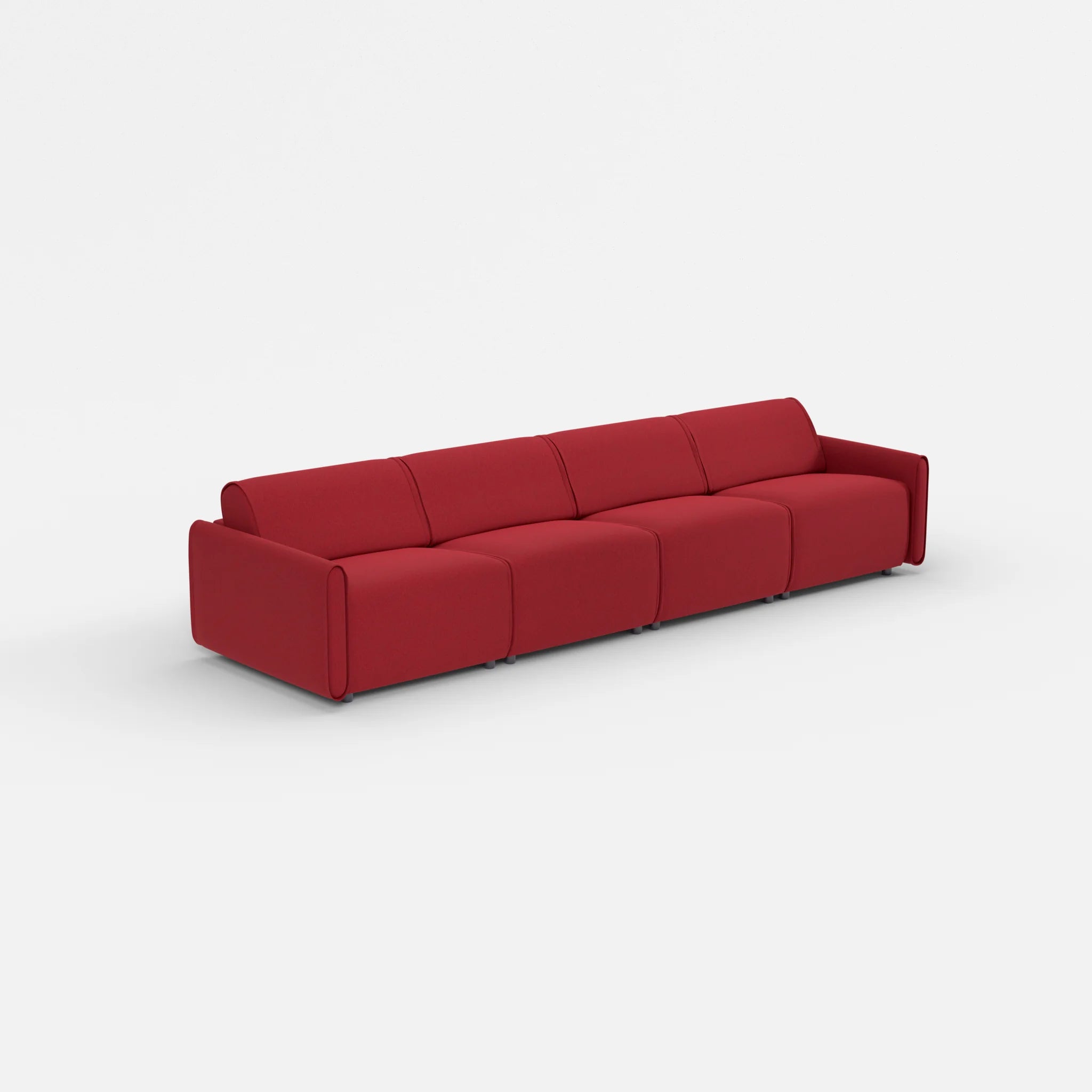 4 Sitzer Sofa Belleform mit schmaler Armlehne 2 dama0053 in Rot von der Seite