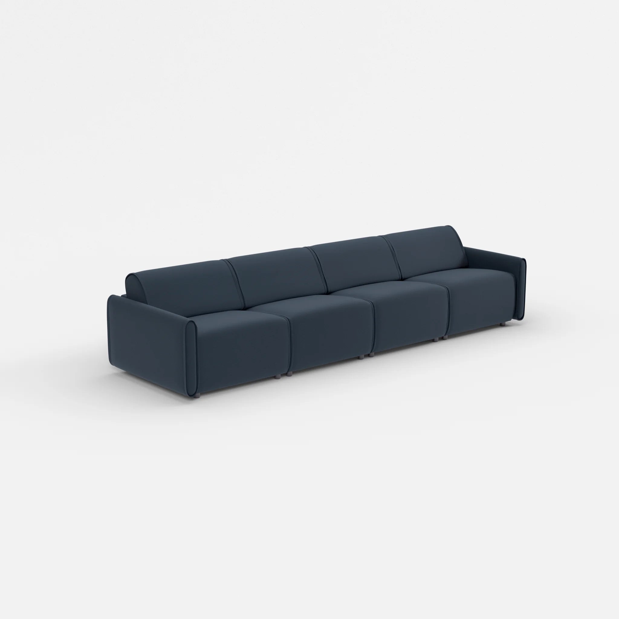 4 Sitzer Sofa Belleform mit schmaler Armlehne 2 nabucco6098 in Dunkelblau von der Seite