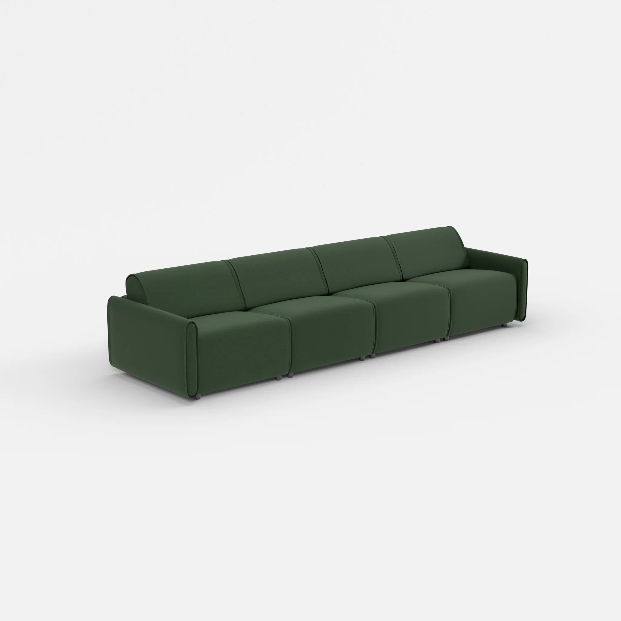 4 Sitzer Sofa Belleform mit schmaler Armlehne 2 nabucco7029 in Dunkelgrün von der Seite