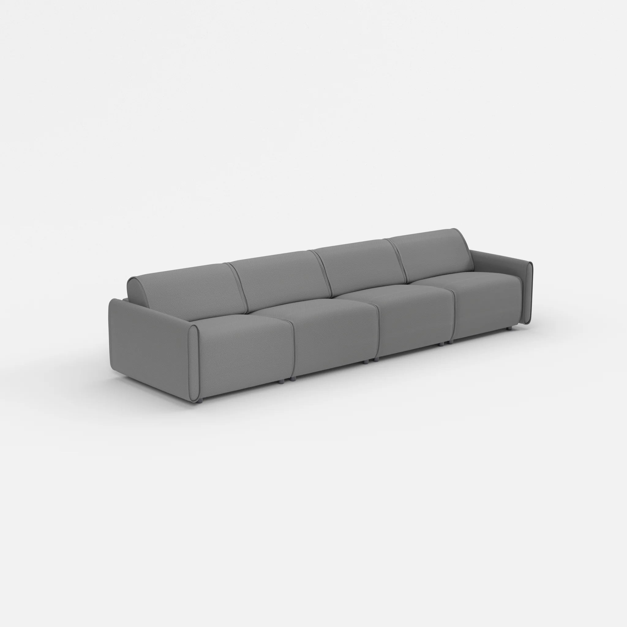 4 Sitzer Sofa Belleform mit schmaler Armlehne 2 novumkies in Mittelgrau von der Seite