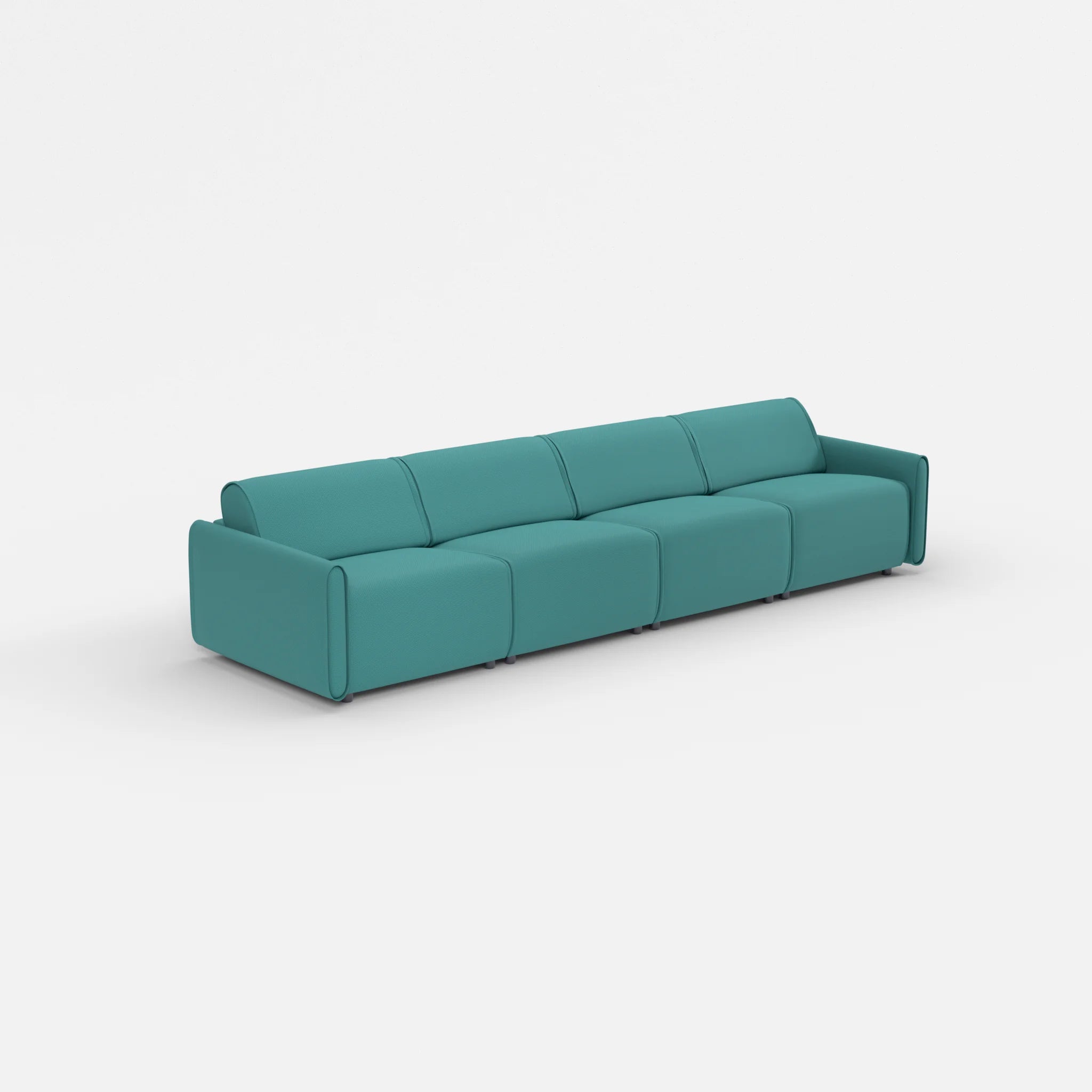 4 Sitzer Sofa Belleform mit schmaler Armlehne 2 novumprisma in Türkis von der Seite