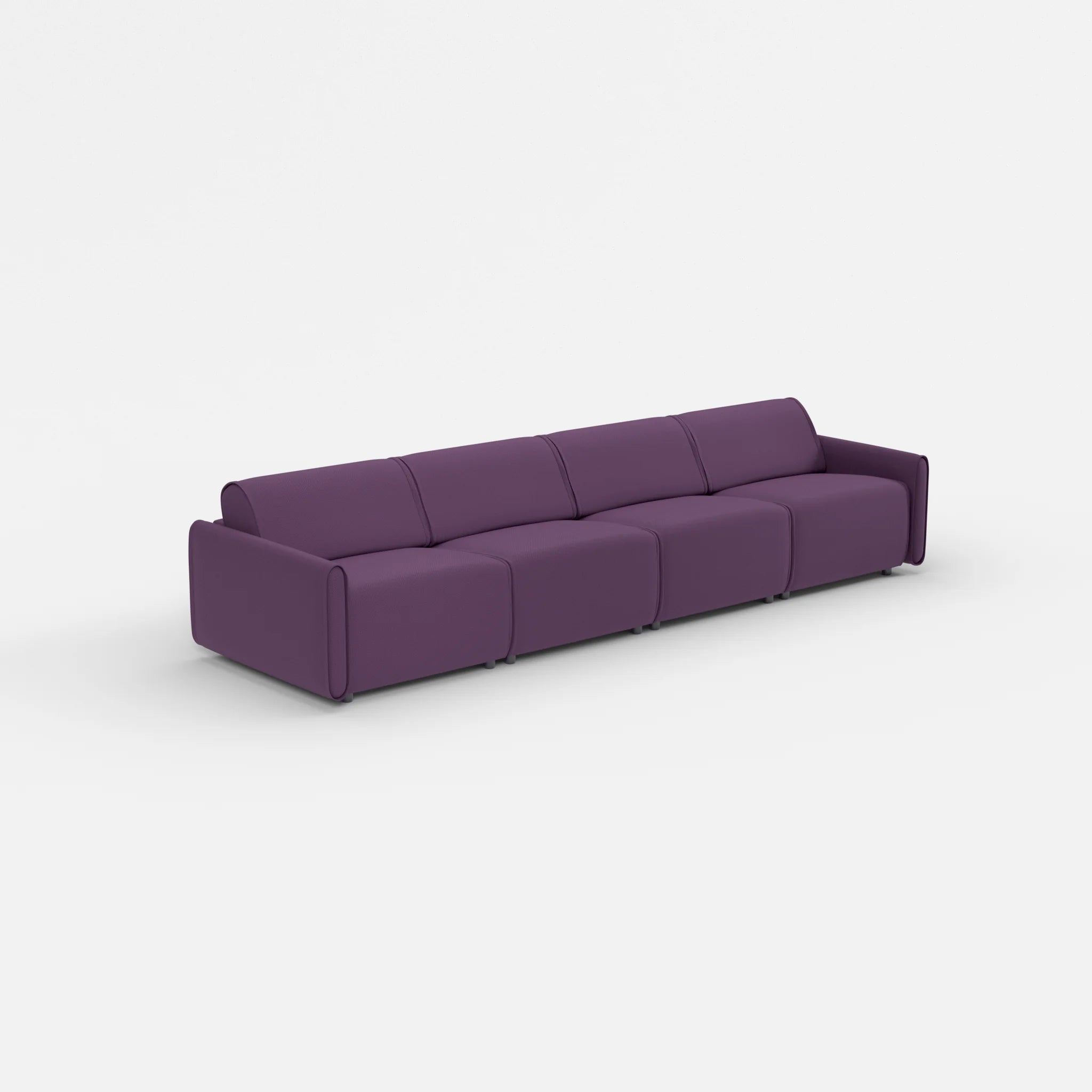4 Sitzer Sofa Belleform mit schmaler Armlehne 2 novumprune in Violett von der Seite