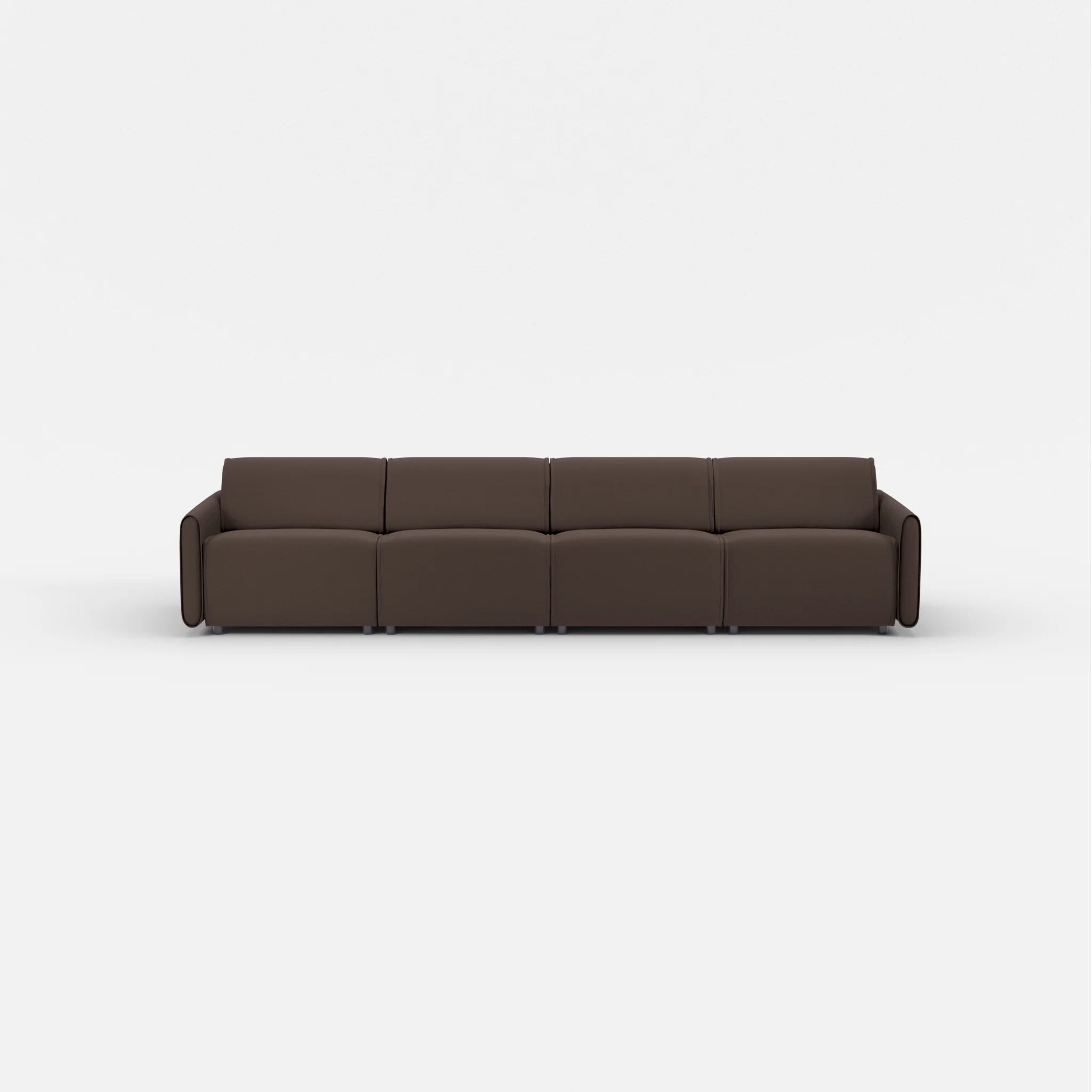 4 Sitzer Sofa Belleform mit schmaler Armlehne 2 novumrosewood in Dunkelbraun von vorne