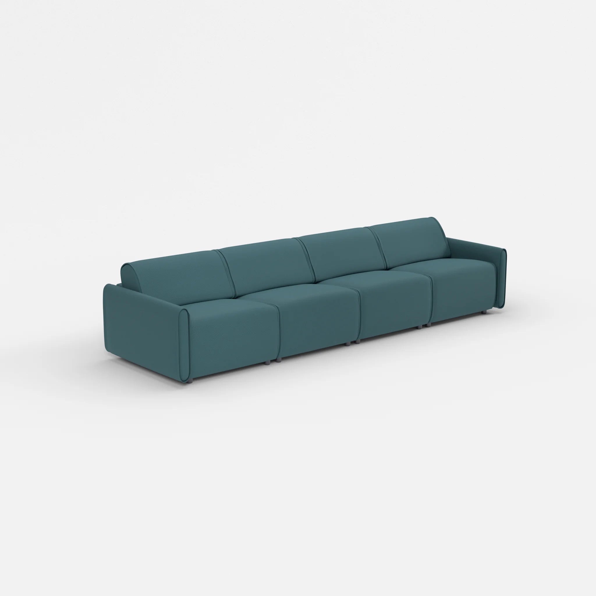 4 Sitzer Sofa Belleform mit schmaler Armlehne 2 novumsamoa in Dunkelblau von der Seite
