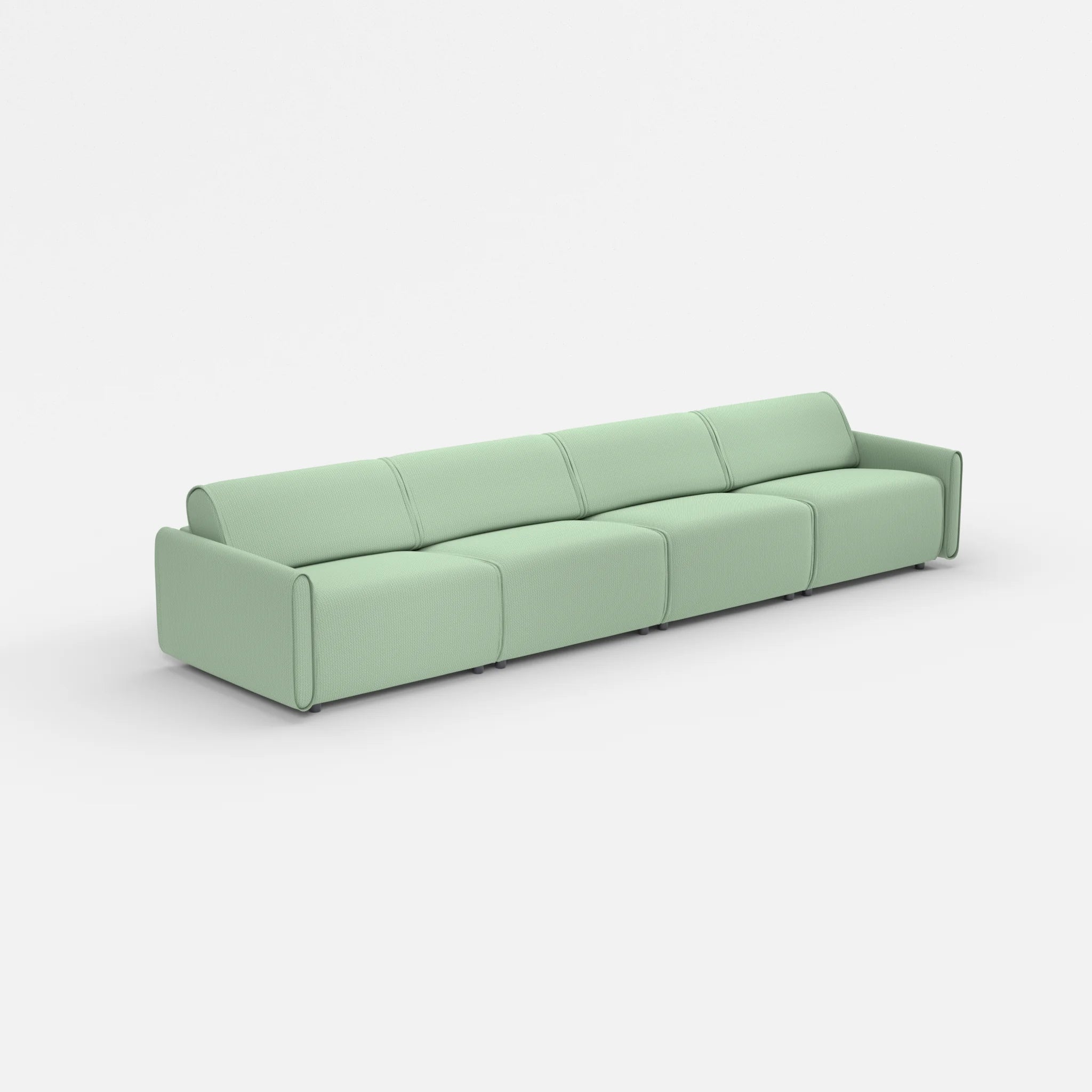 4 Sitzer Sofa Belleform mit schmaler Armlehne 3 credoaloe in Hellgrün von der Seite