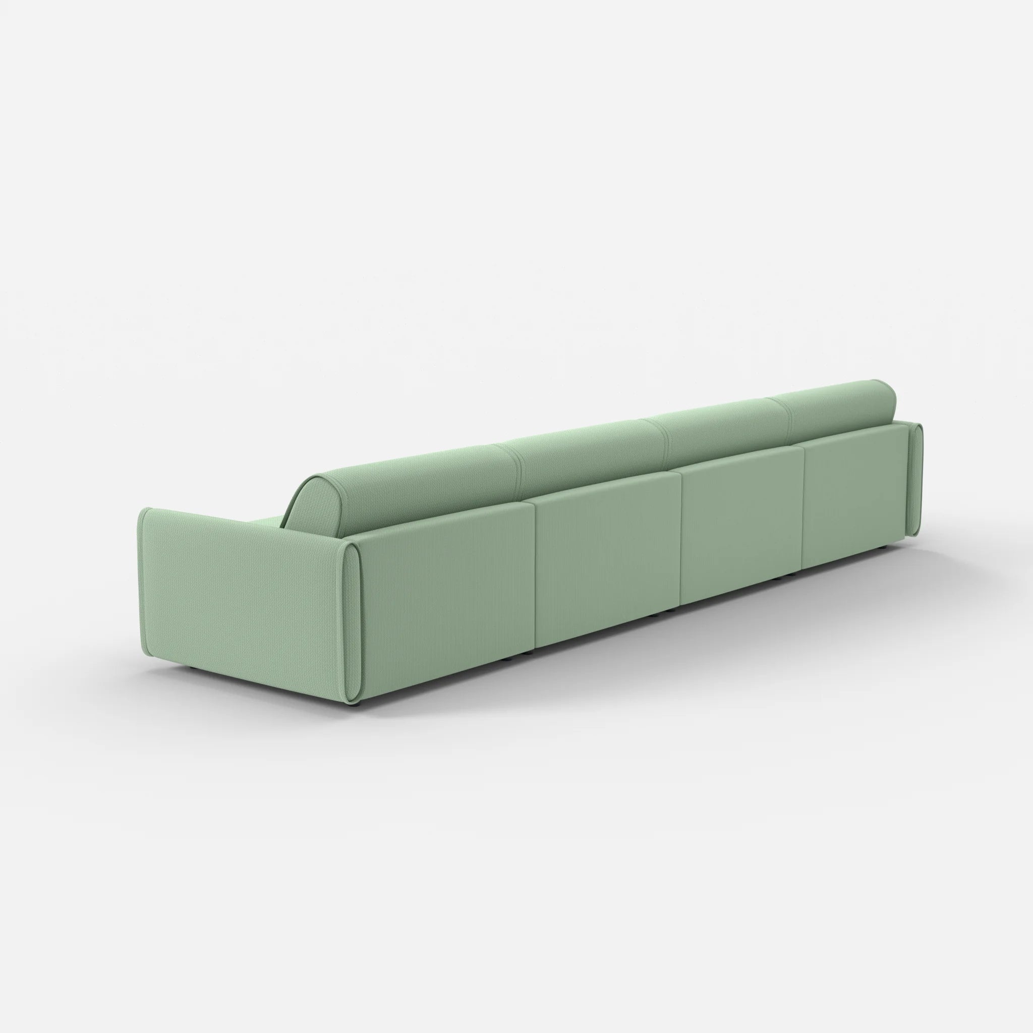 4 Sitzer Sofa Belleform mit schmaler Armlehne 3 credoaloe in Hellgrün von hinten
