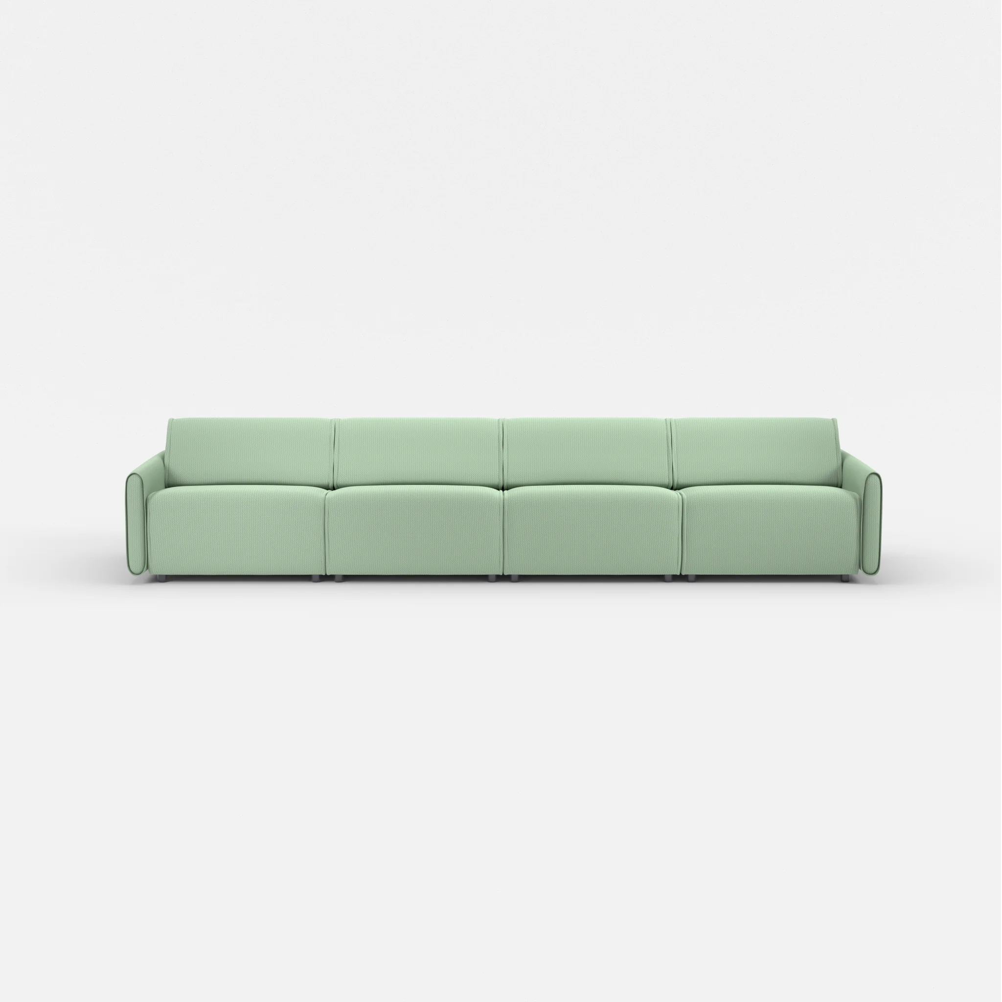 4 Sitzer Sofa Belleform mit schmaler Armlehne 3 credoaloe in Hellgrün von vorne