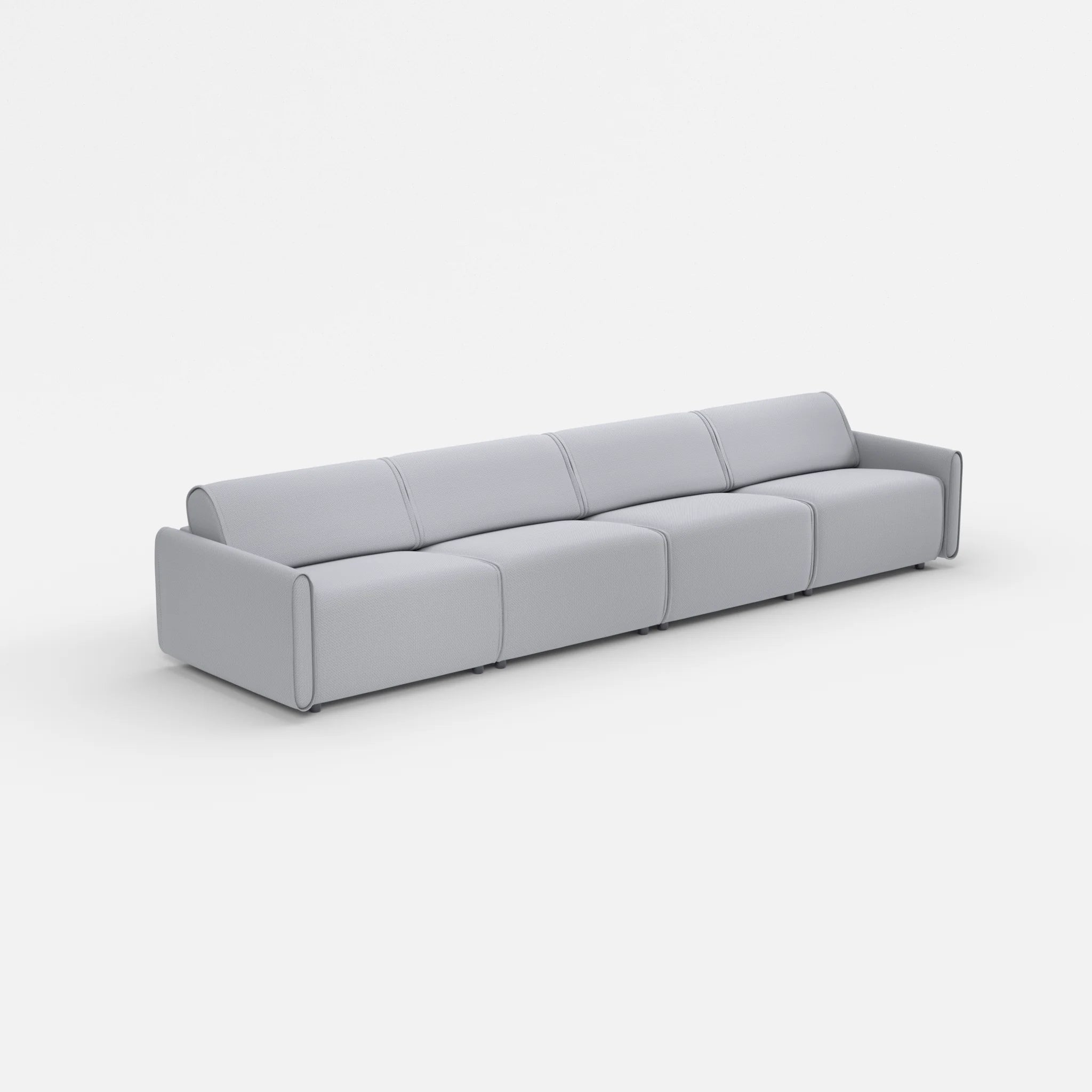 4 Sitzer Sofa Belleform mit schmaler Armlehne 3 credochalk in Hellgrau von der Seite