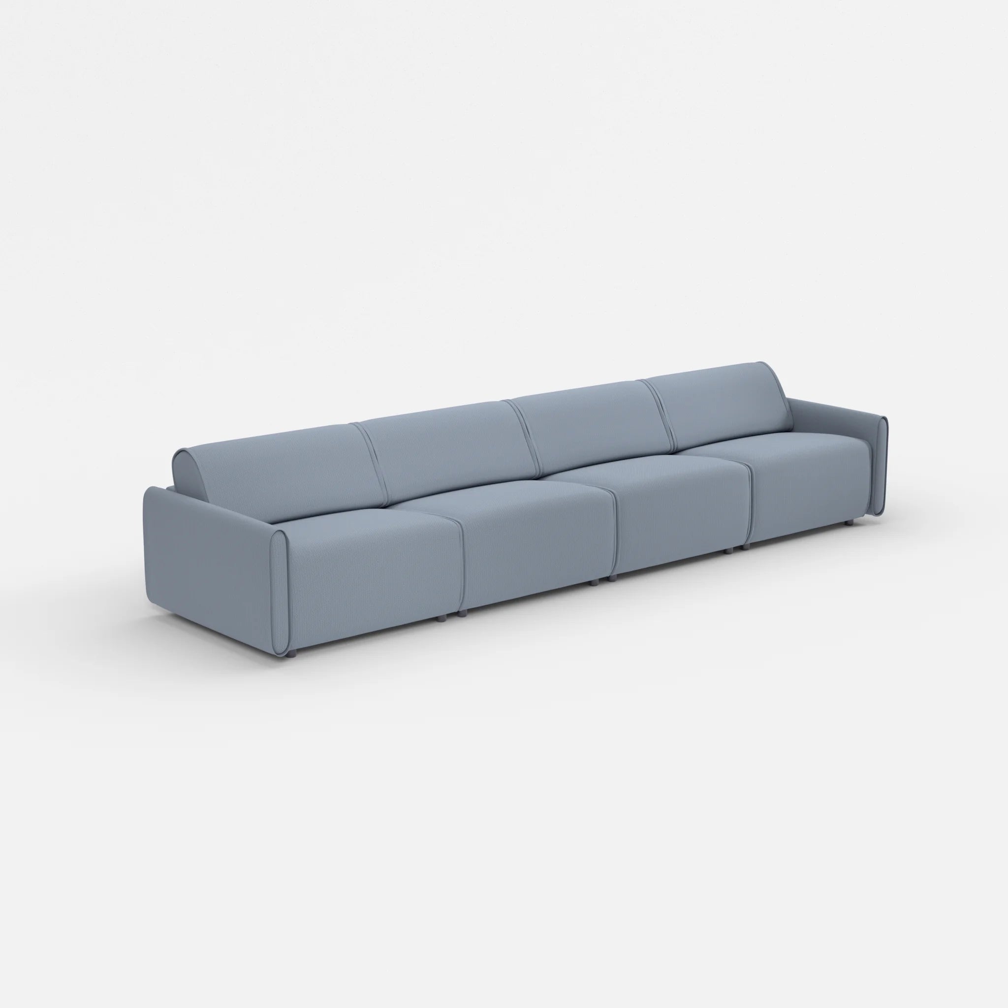 4 Sitzer Sofa Belleform mit schmaler Armlehne 3 credosea in Blau von der Seite