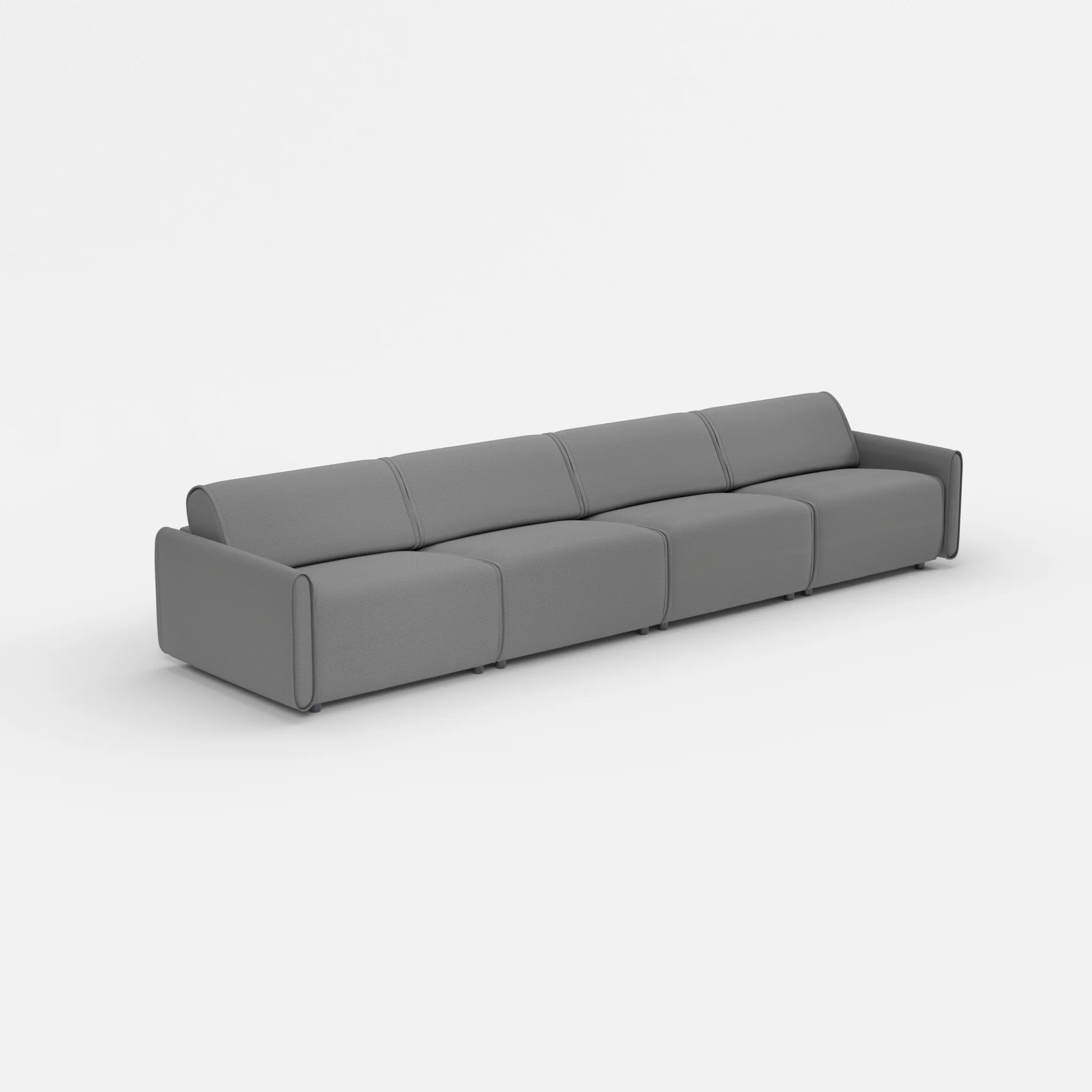 4 Sitzer Sofa Belleform mit schmaler Armlehne 3 novumkies in Mittelgrau von der Seite