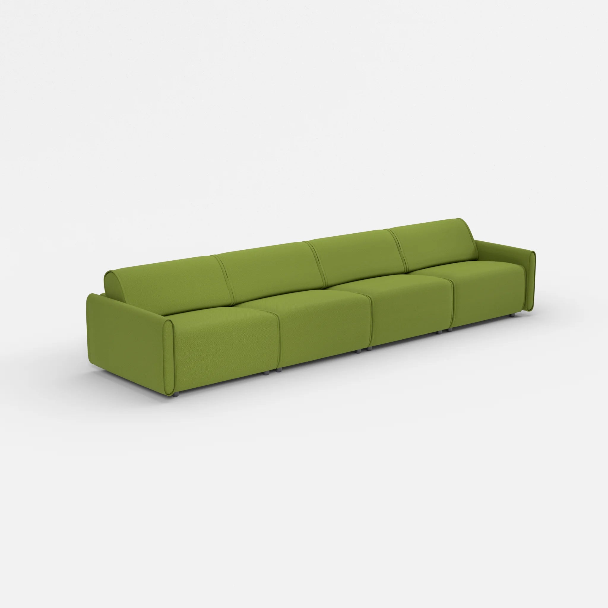 4 Sitzer Sofa Belleform mit schmaler Armlehne 3 novummoss in Grün von der Seite