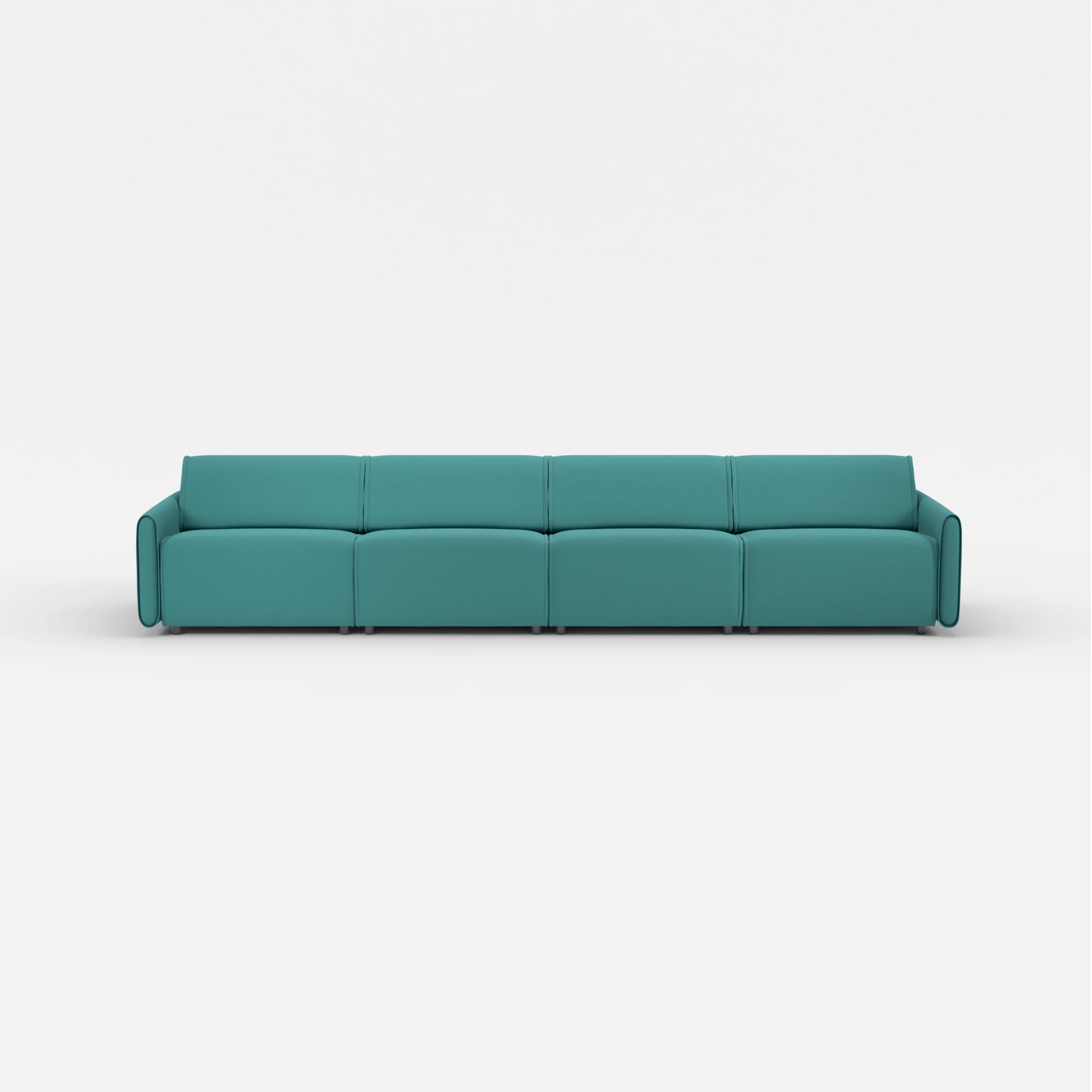 4 Sitzer Sofa Belleform mit schmaler Armlehne 3 novumprisma in Türkis von vorne