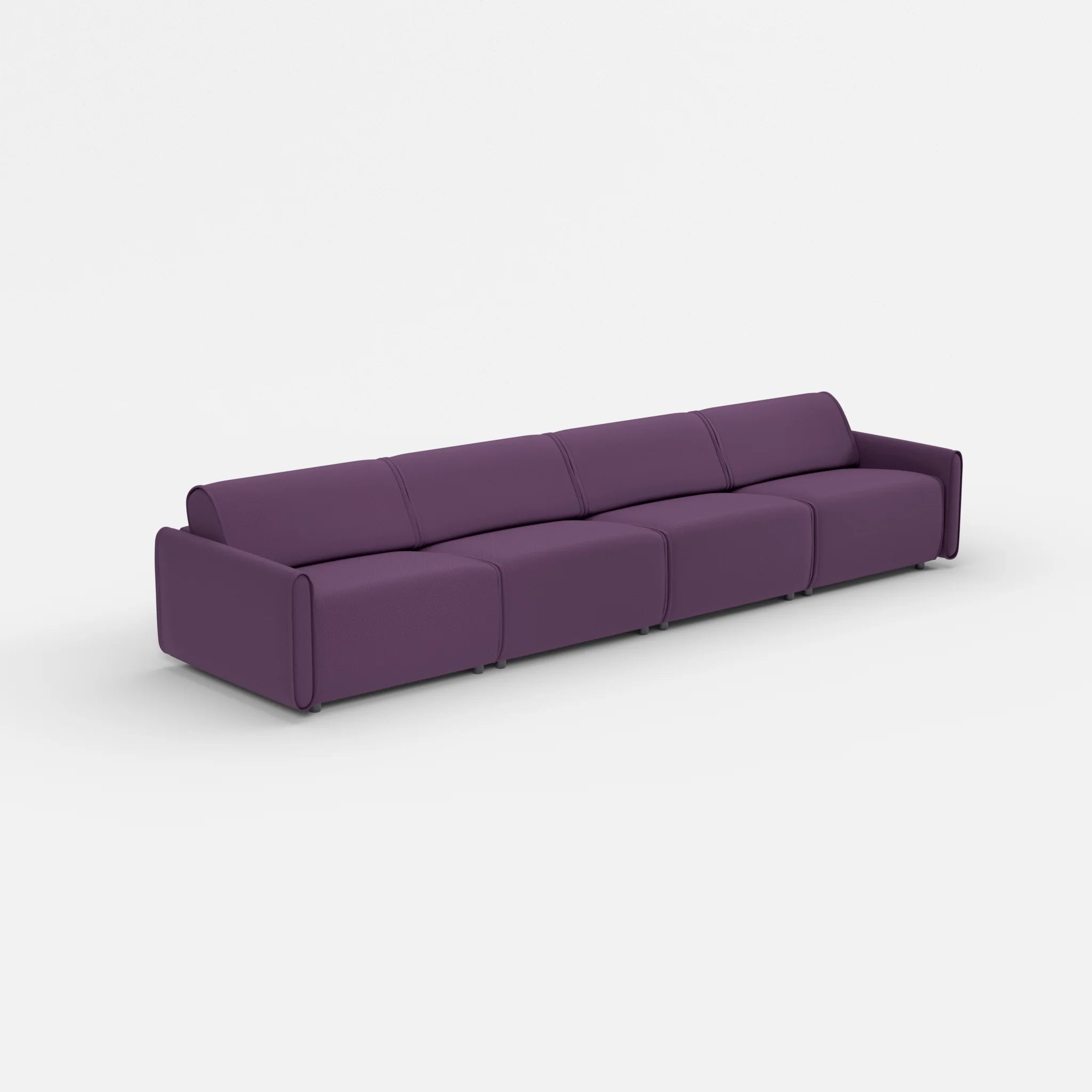 4 Sitzer Sofa Belleform mit schmaler Armlehne 3 novumprune in Violett von der Seite