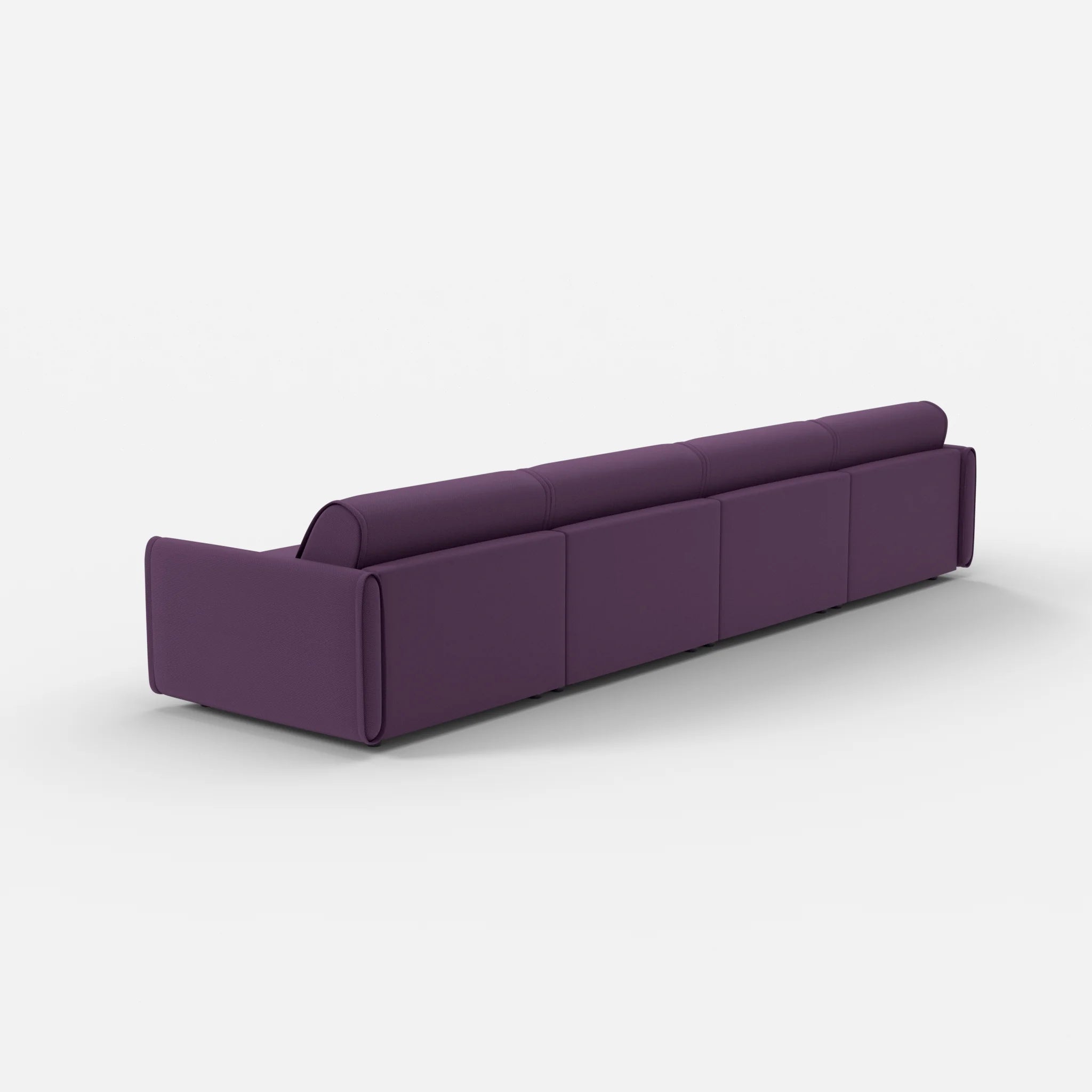 4 Sitzer Sofa Belleform mit schmaler Armlehne 3 novumprune in Violett von hinten