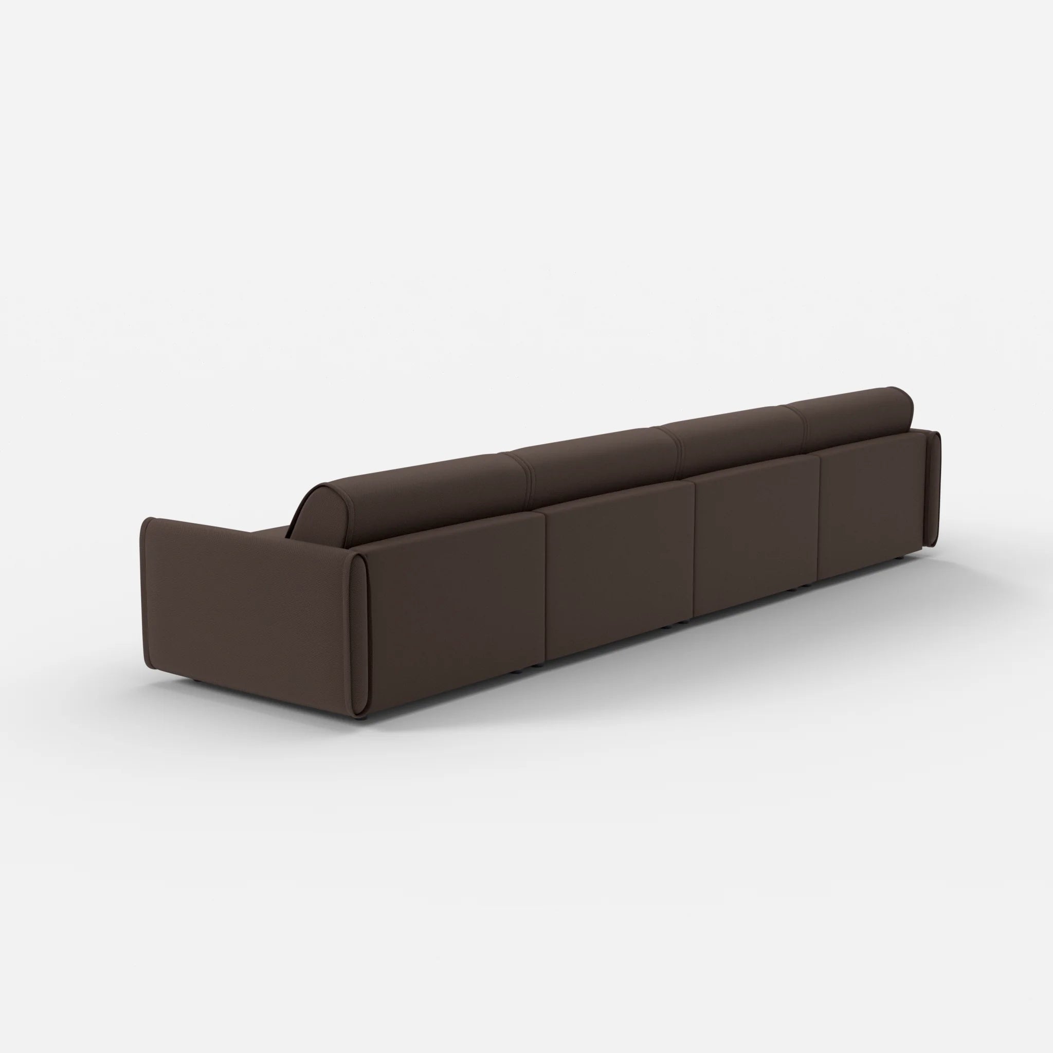 4 Sitzer Sofa Belleform mit schmaler Armlehne 3 novumrosewood in Dunkelbraun von hinten