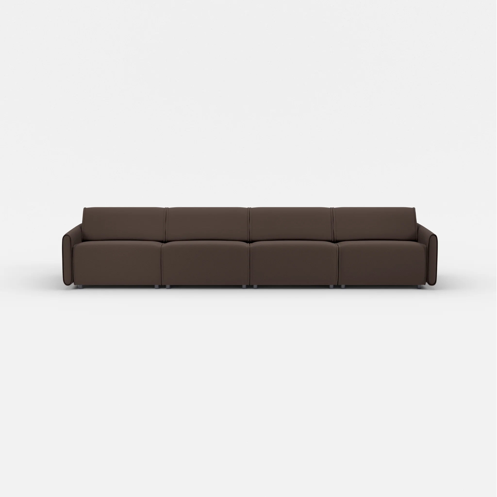 4 Sitzer Sofa Belleform mit schmaler Armlehne 3 novumrosewood in Dunkelbraun von vorne