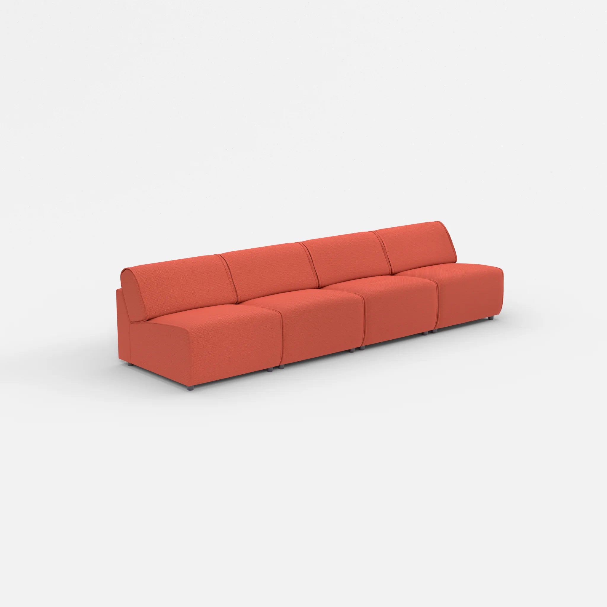 4 Sitzer Sofa Belleform ohne Armlehne 2 credolampion in Rot von der Seite