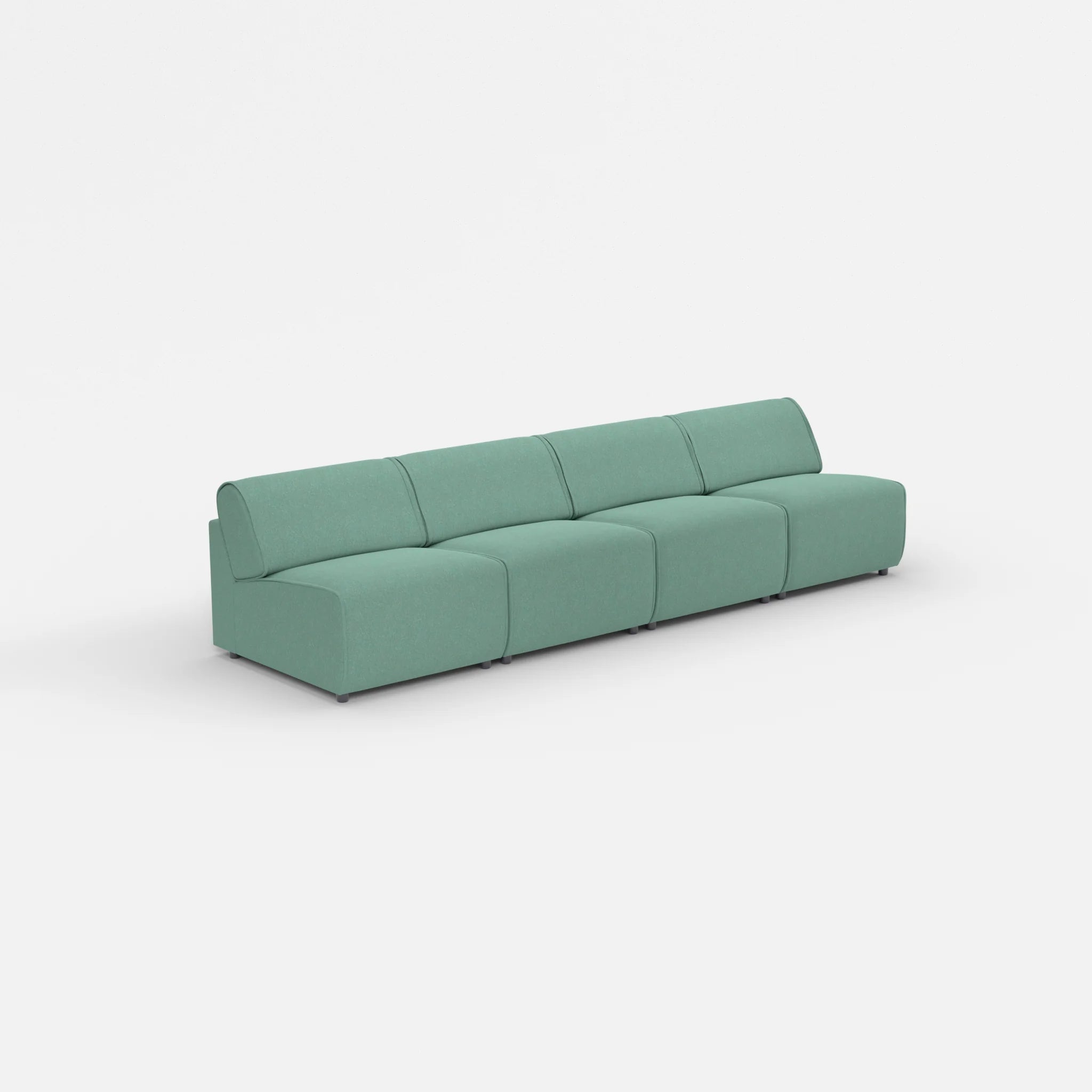 4 Sitzer Sofa Belleform ohne Armlehne 2 dama0045 in Türkis von der Seite