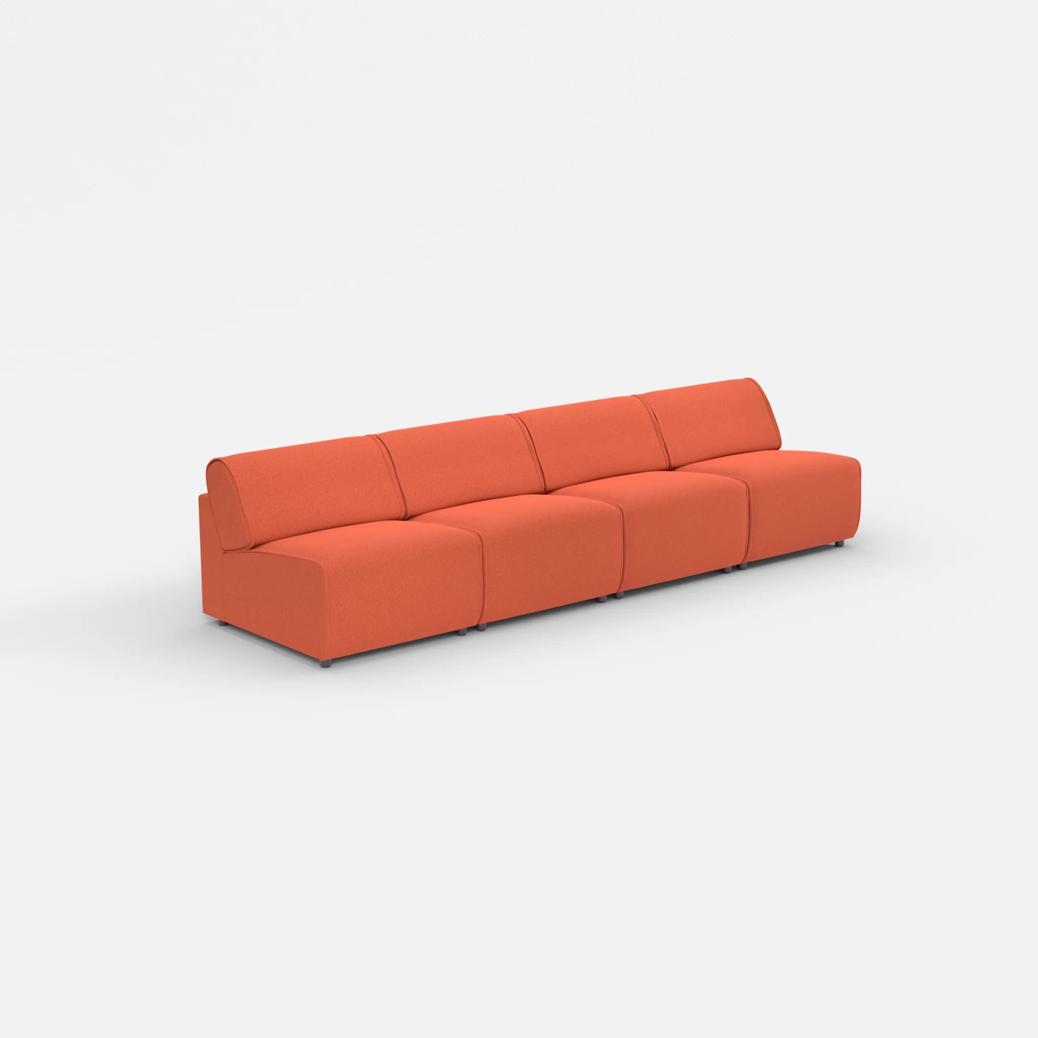 4 Sitzer Sofa Belleform ohne Armlehne 2 dama0062 in Orange von der Seite
