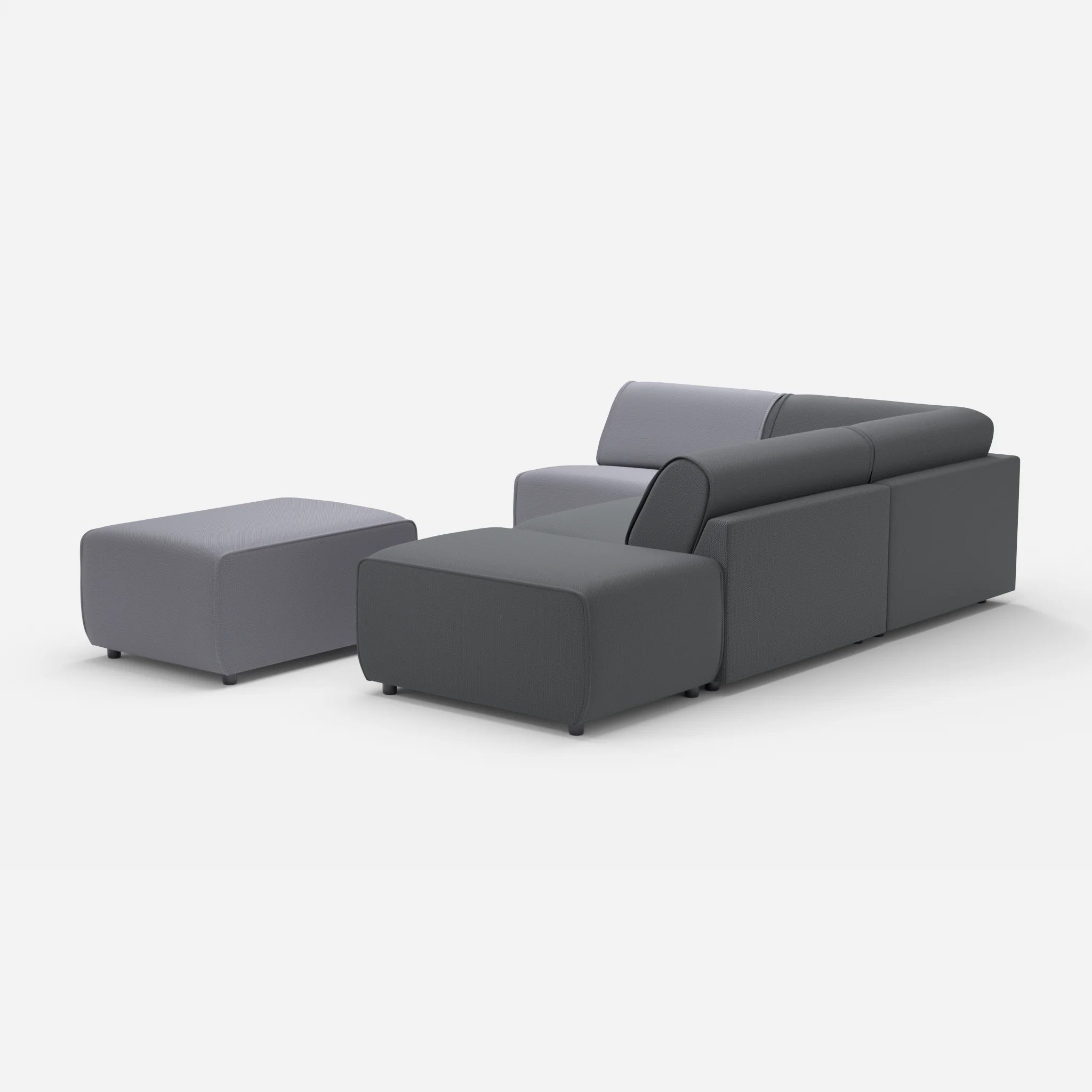 Ecksofa Belleform 1 credocarbon-credoasphalt in Dunkelgrau und Anthrazit von hinten