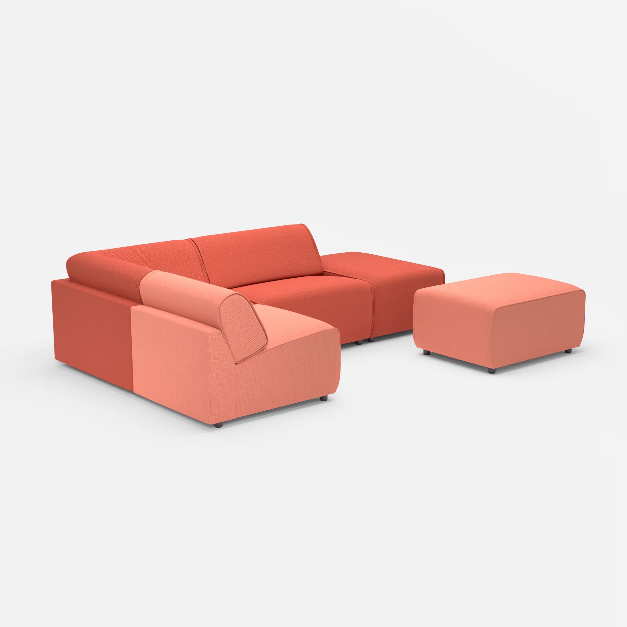 Ecksofa Belleform 1 credograpefruit-credolampion in Coral und Rot von der Seite