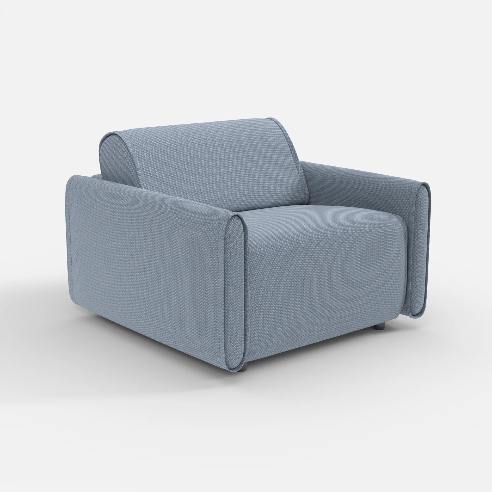 Sessel Belleform mit schmaler Armlehne 2 credosea in Blau von der Seite