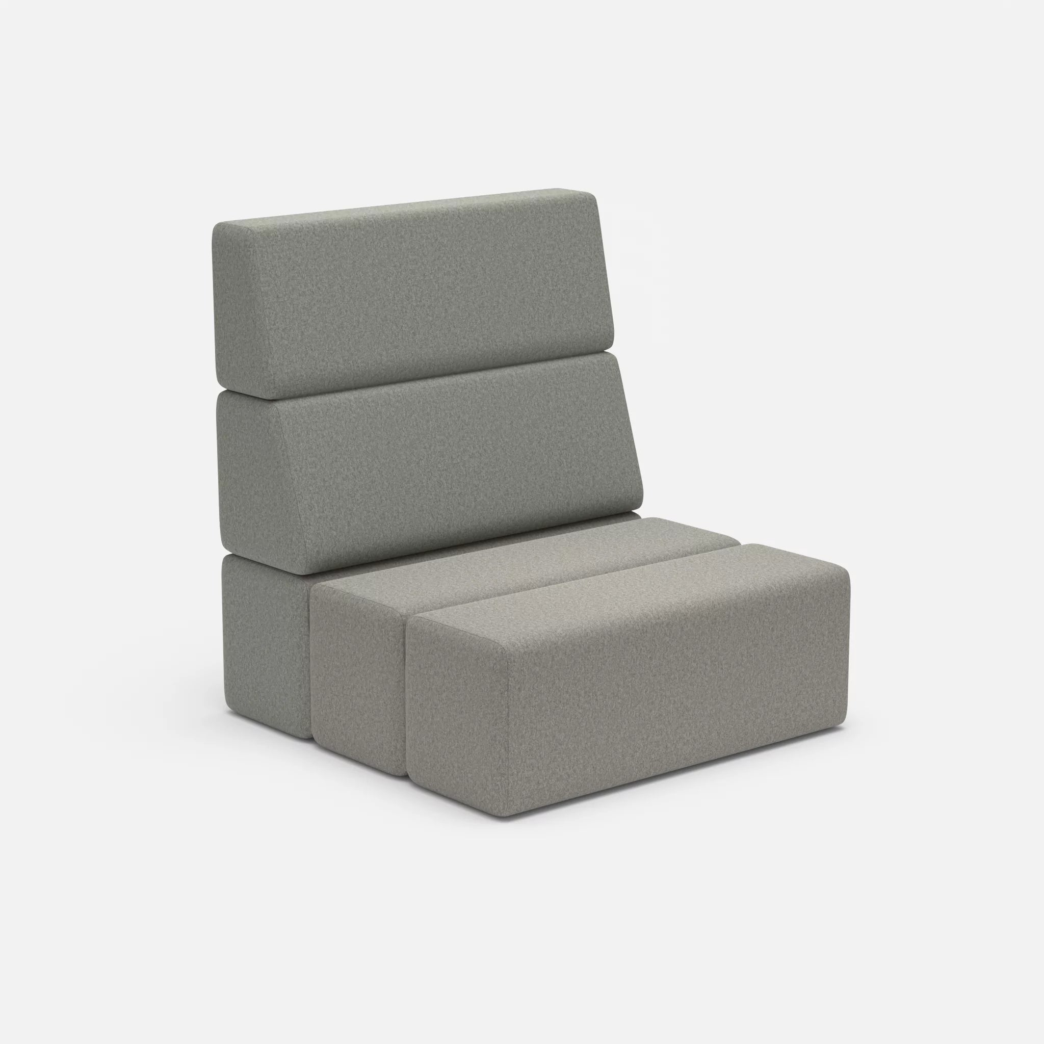 1 Sitzer Sofa Bricks 1 dama0003 in Mittelgrau von der Seite