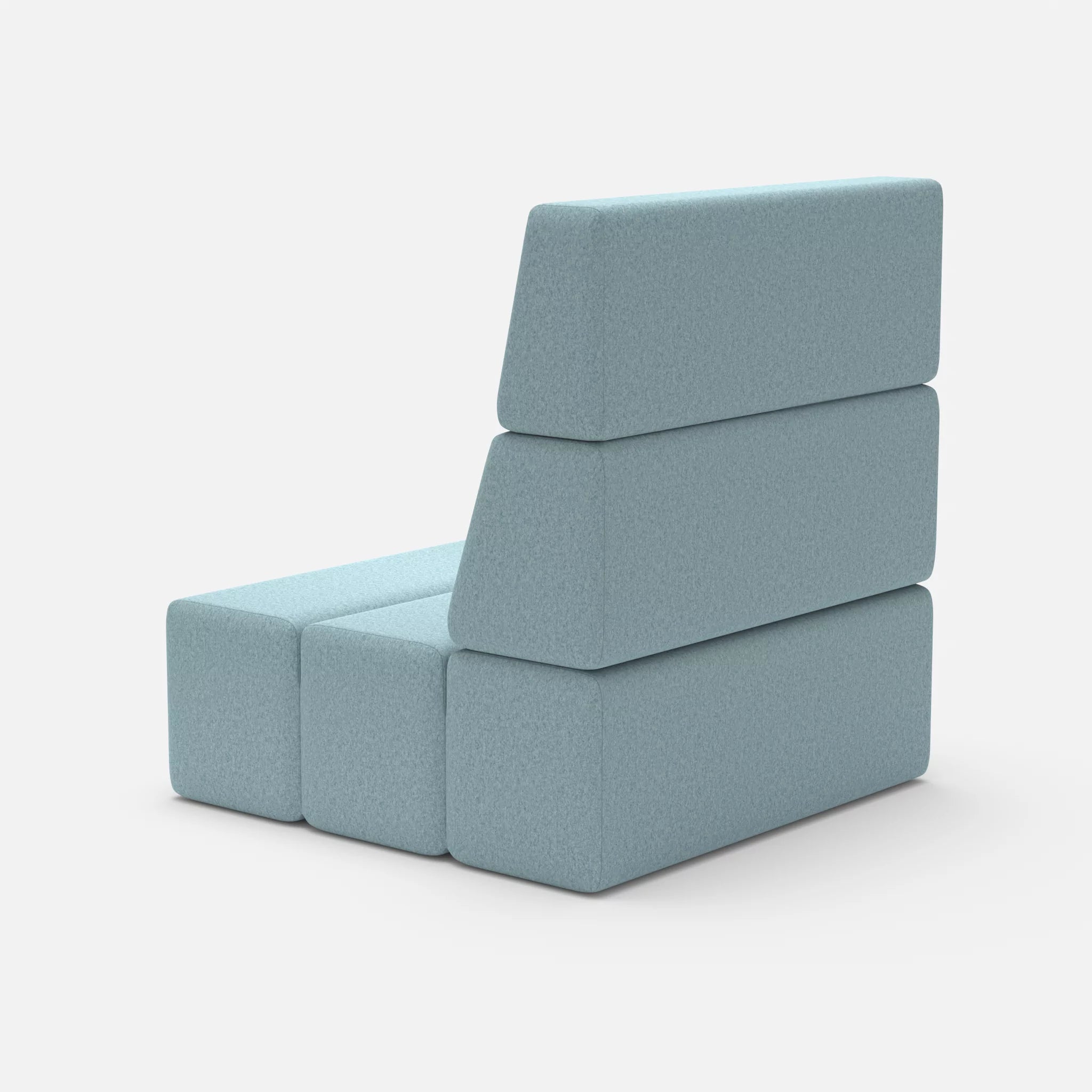 1 Sitzer Sofa Bricks 1 dama0016 in Hellblau von hinten