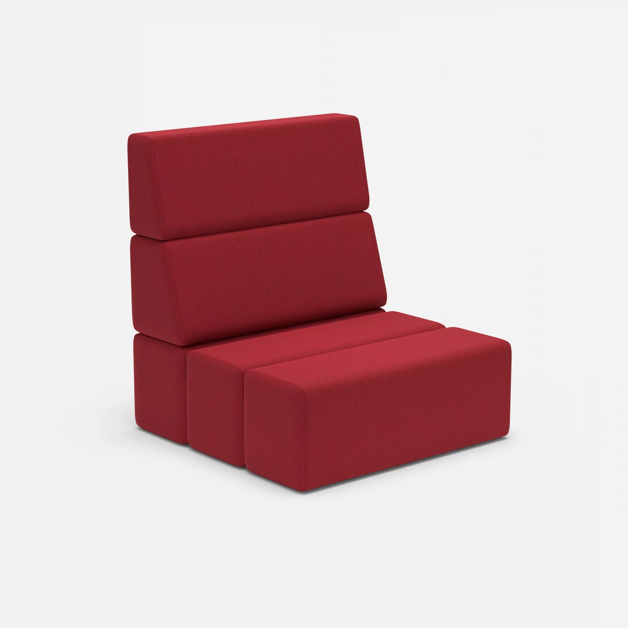 1 Sitzer Sofa Bricks 1 dama0053 in Rot von der Seite