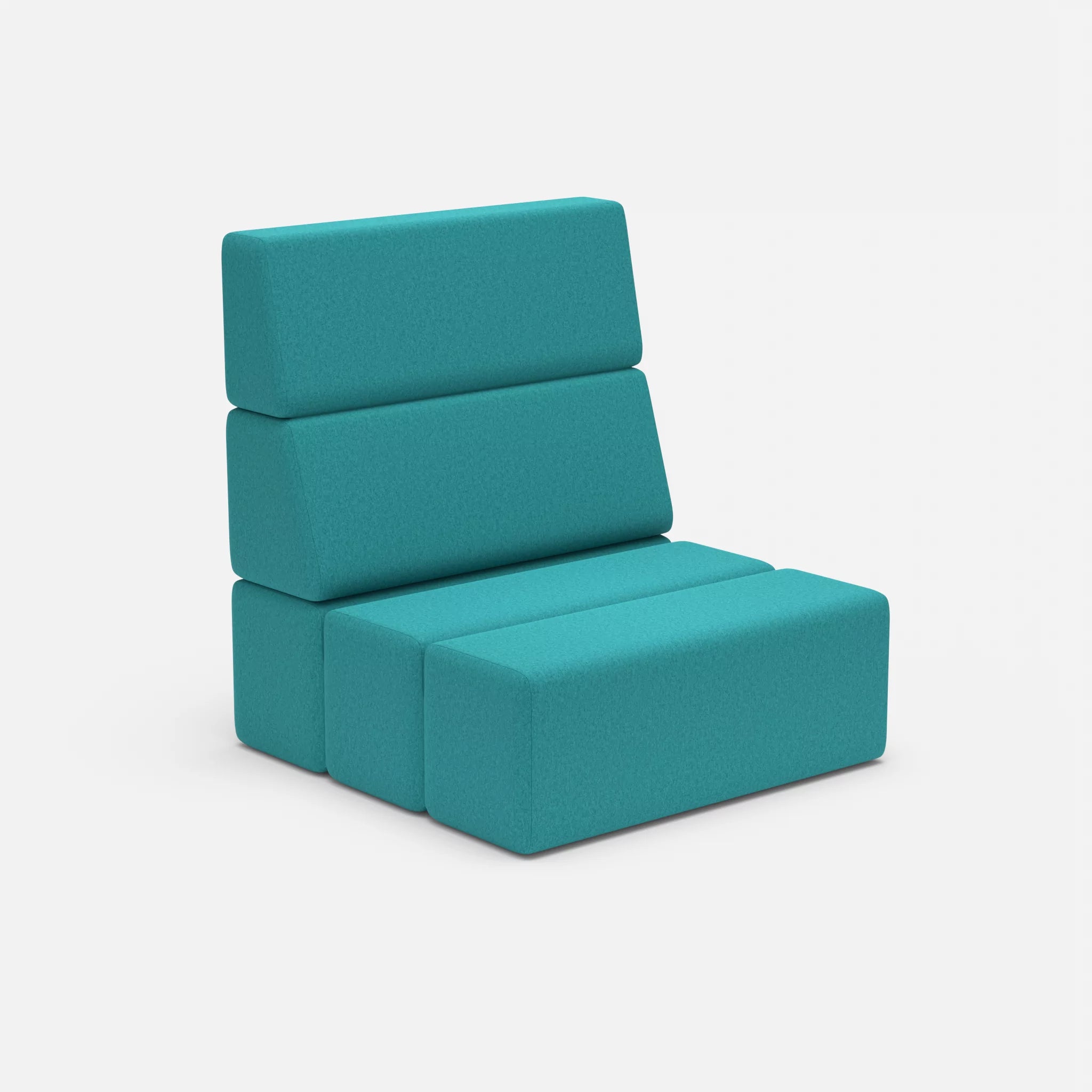 1 Sitzer Sofa Bricks 1 dama0076 in Türkis von der Seite