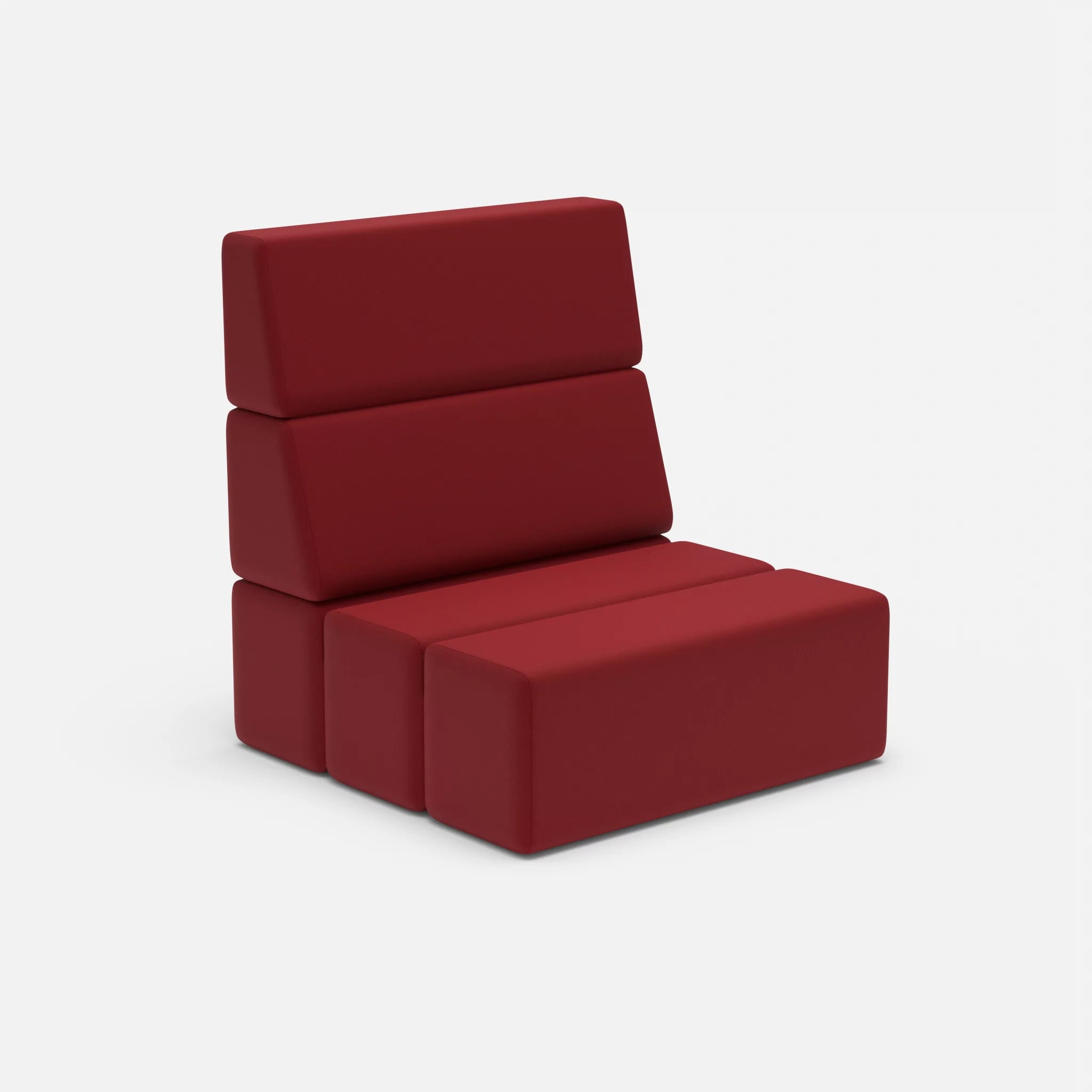 1 Sitzer Sofa Bricks 1 radio4028 in Rot von der Seite
