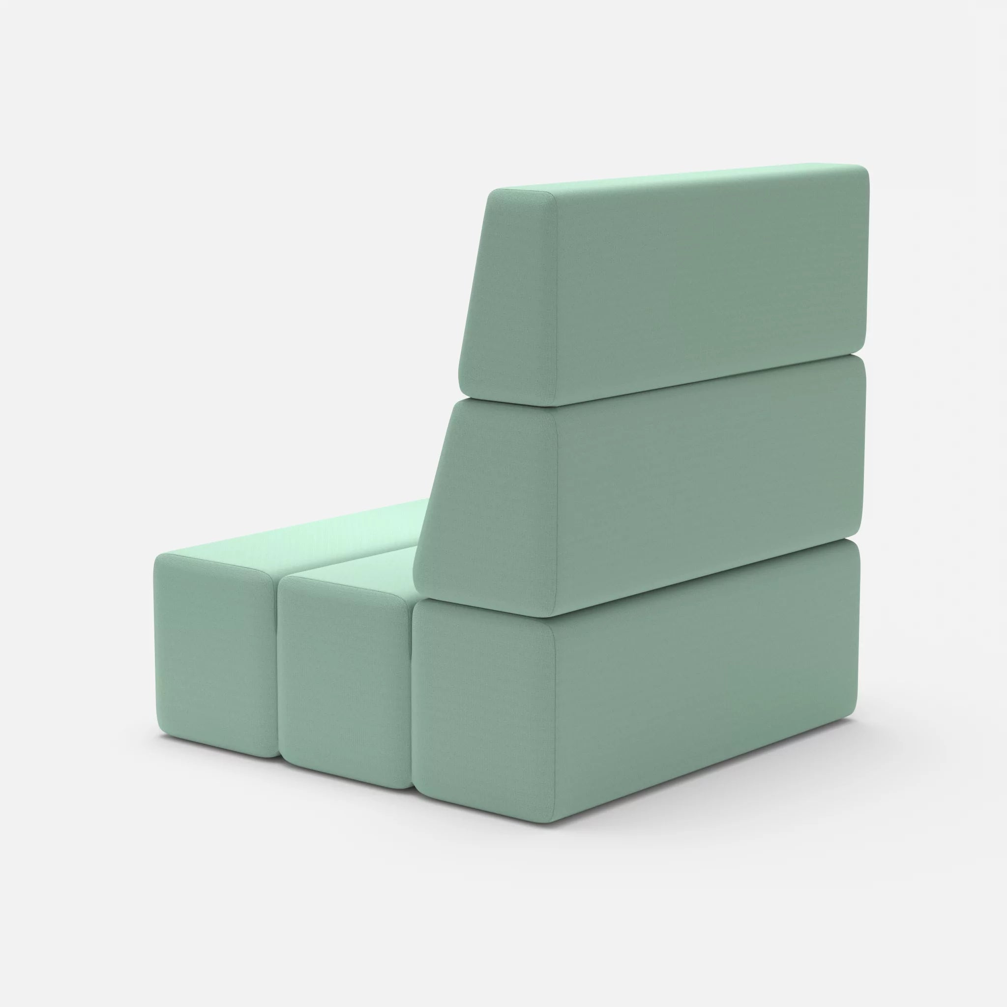 1 Sitzer Sofa Bricks 1 radio7045 in Hellblau von hinten