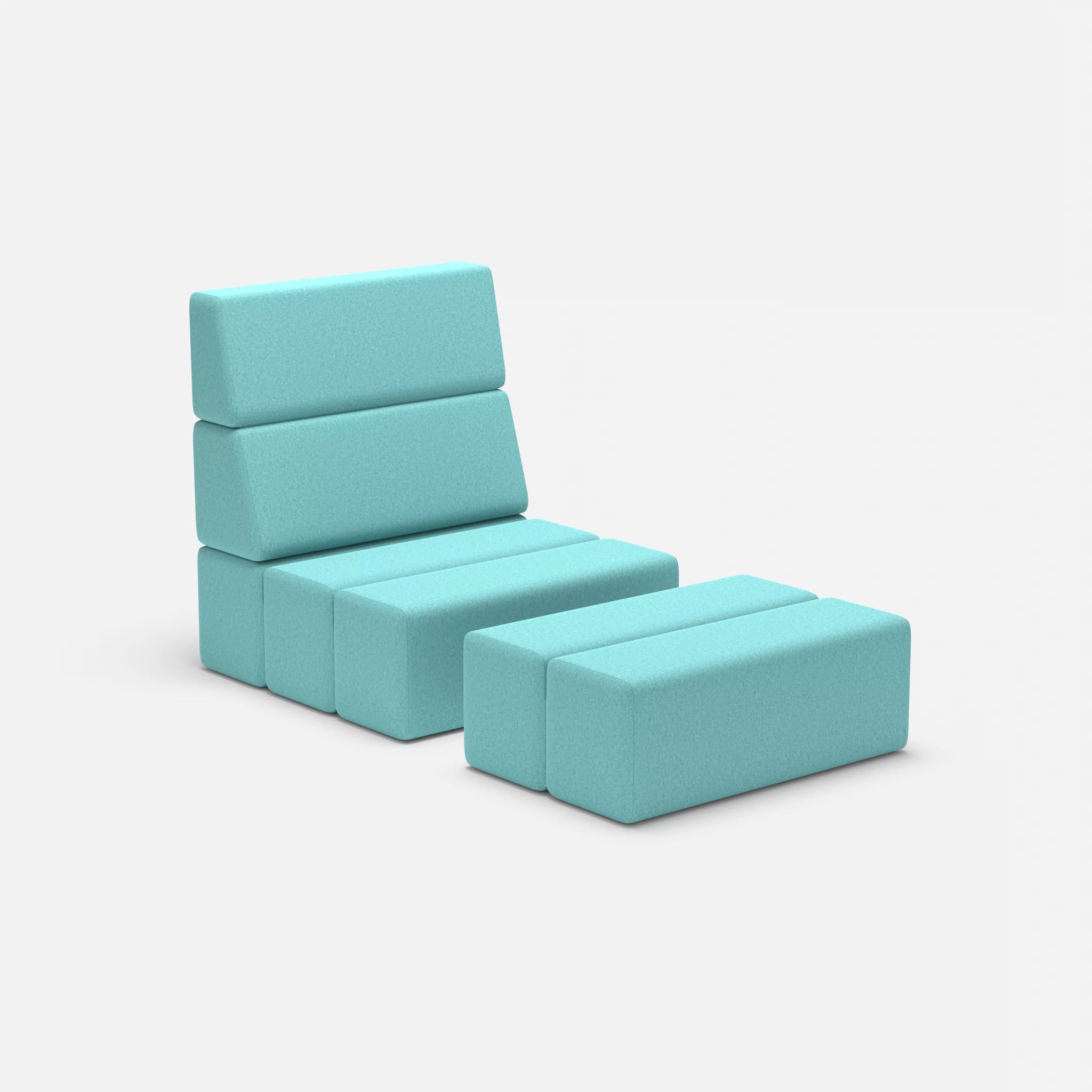 1 Sitzer Sofa Bricks 3 dama0030 in Türkis von der Seite