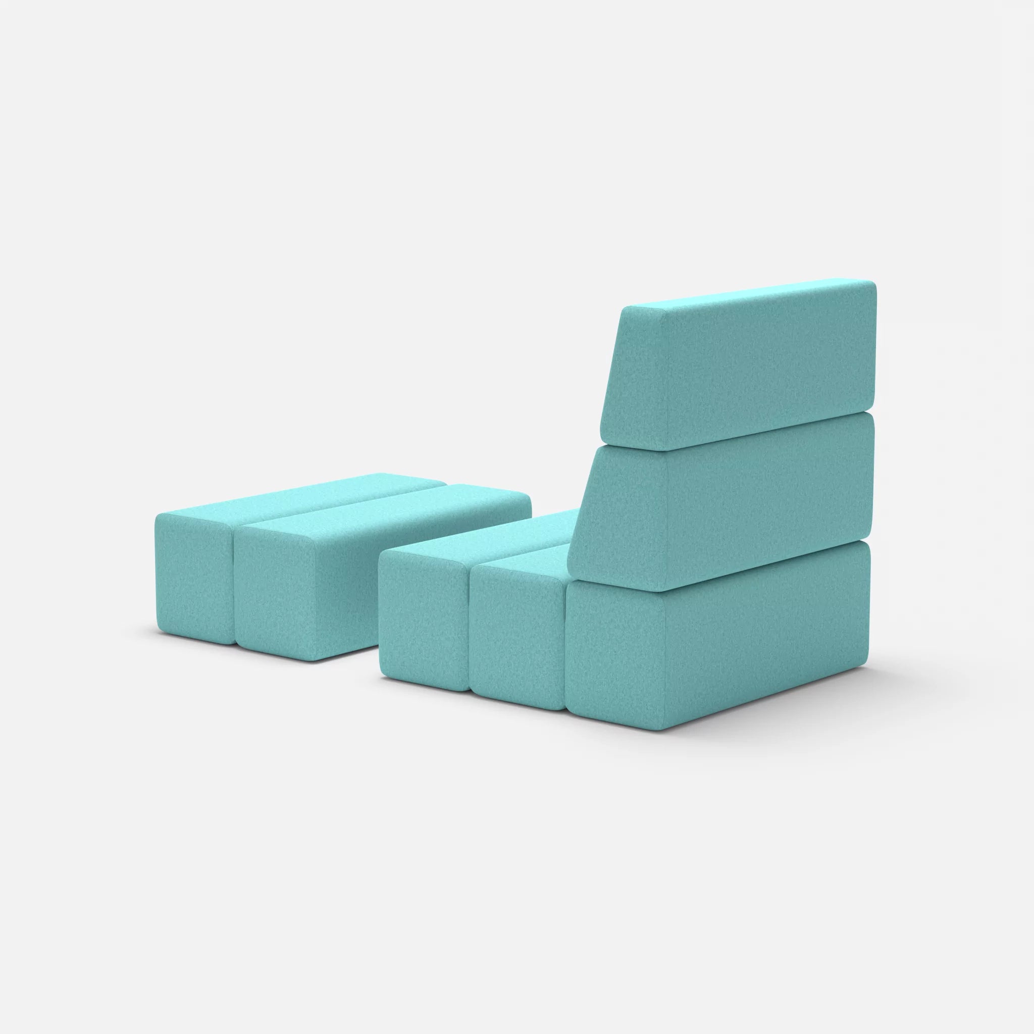 1 Sitzer Sofa Bricks 3 dama0030 in Türkis von hinten