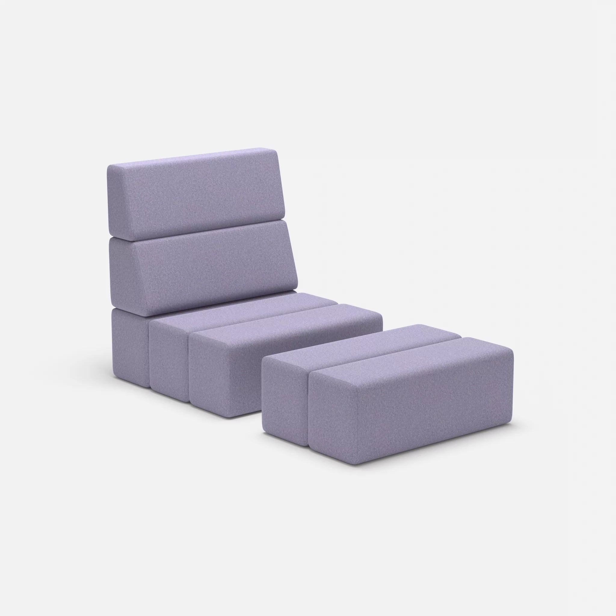 1 Sitzer Sofa Bricks 3 dama0039 in Flieder von der Seite