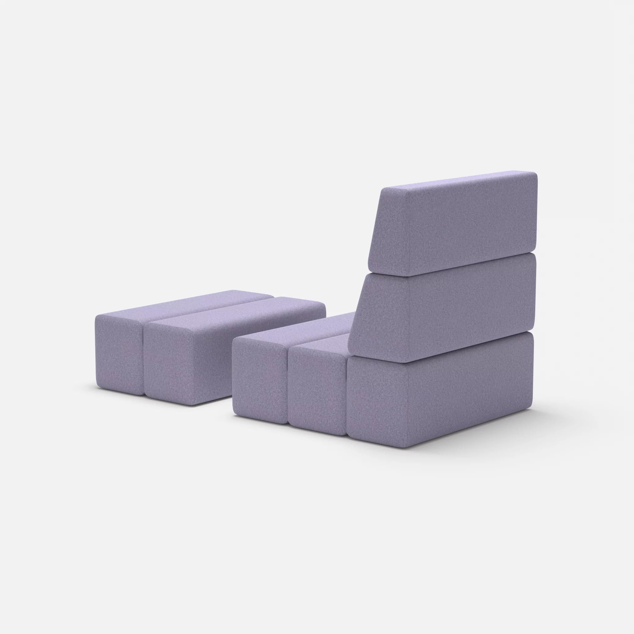 1 Sitzer Sofa Bricks 3 dama0039 in Flieder von hinten
