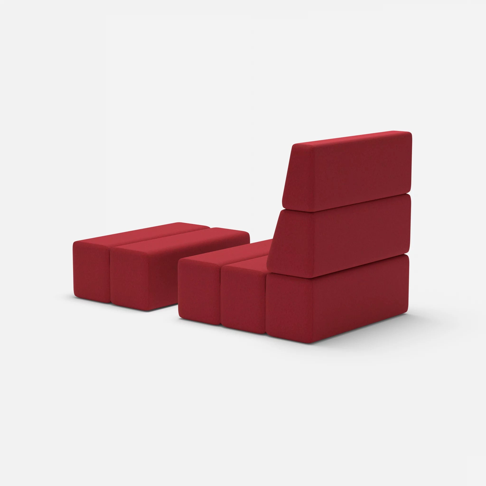 1 Sitzer Sofa Bricks 3 dama0053 in Rot von hinten
