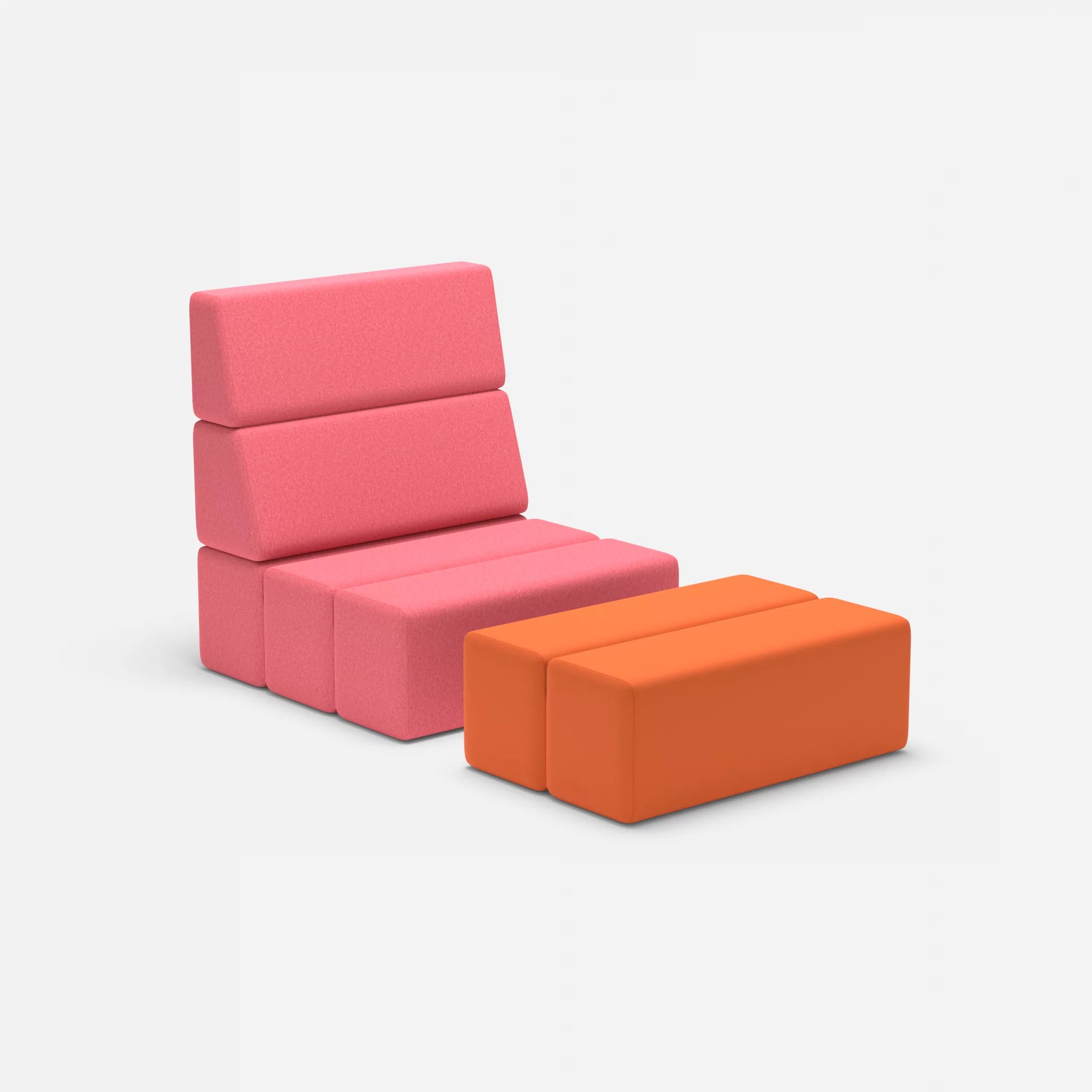 1 Sitzer Sofa Bricks 3 dama0083-radio3094 in Pink und Orange von der Seite