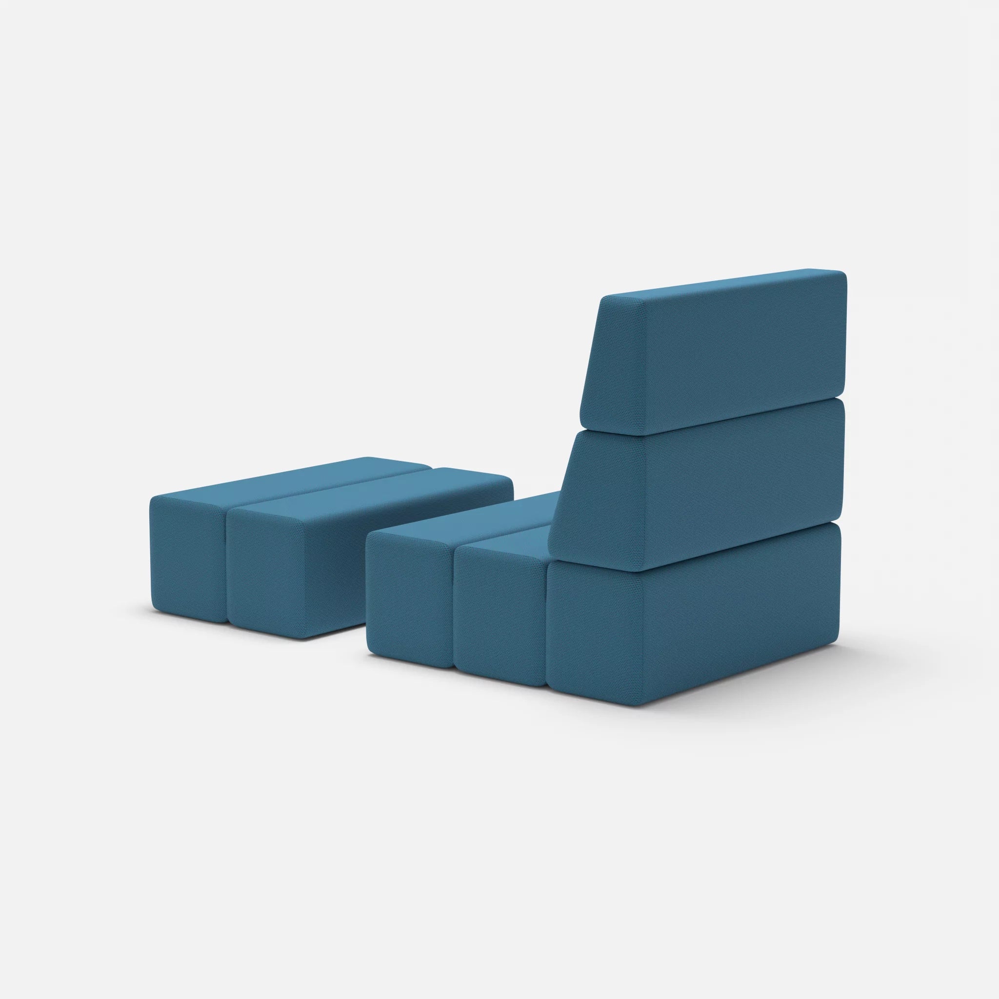 1 Sitzer Sofa Bricks 3 novumazur in Dunkelblau von hinten