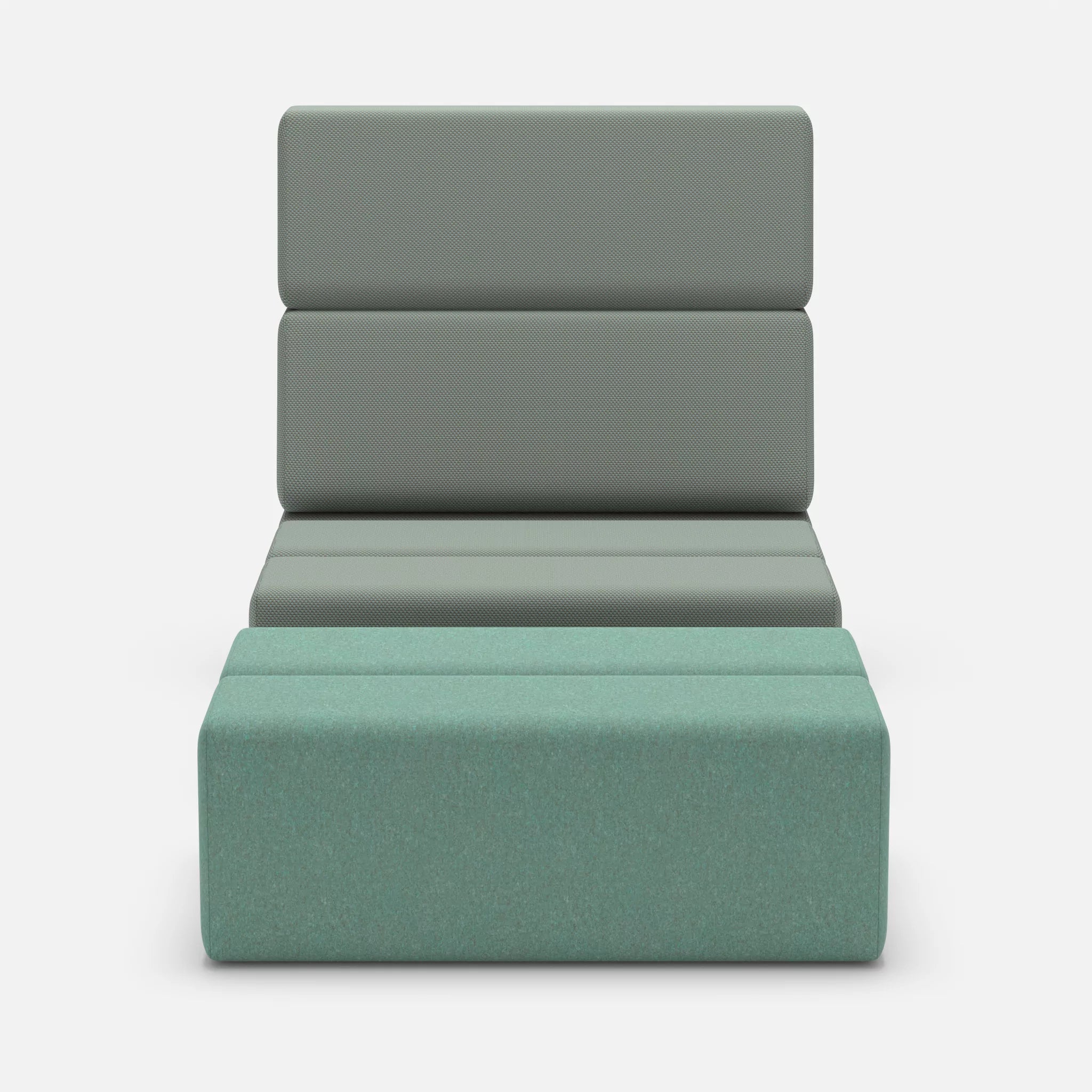 1 Sitzer Sofa Bricks 3 novumdelphi-dama0045 in Graublau und Türkis von vorne