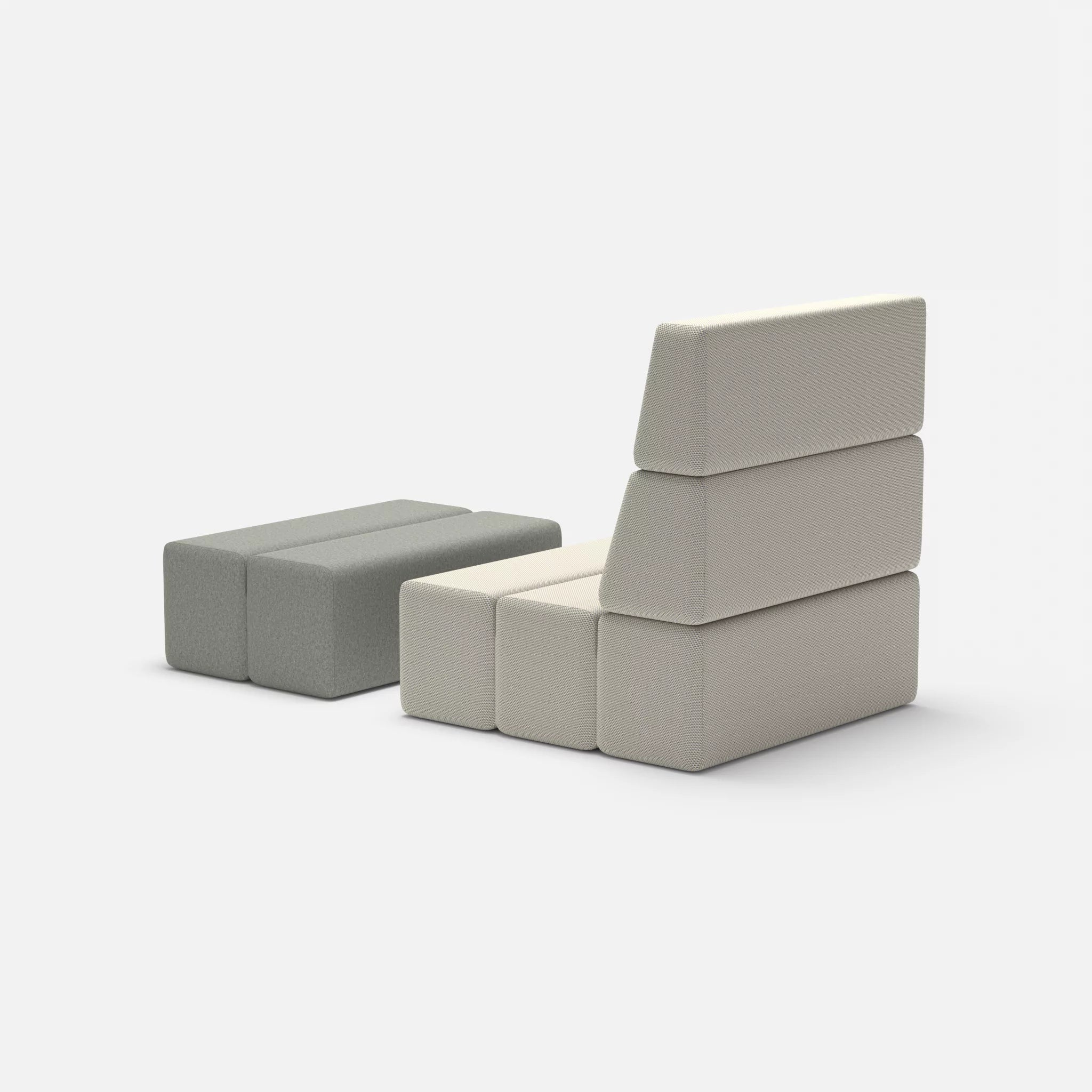 1 Sitzer Sofa Bricks 3 novumkies-dama0003 in Mittelgrau und Mittelgrau von hinten