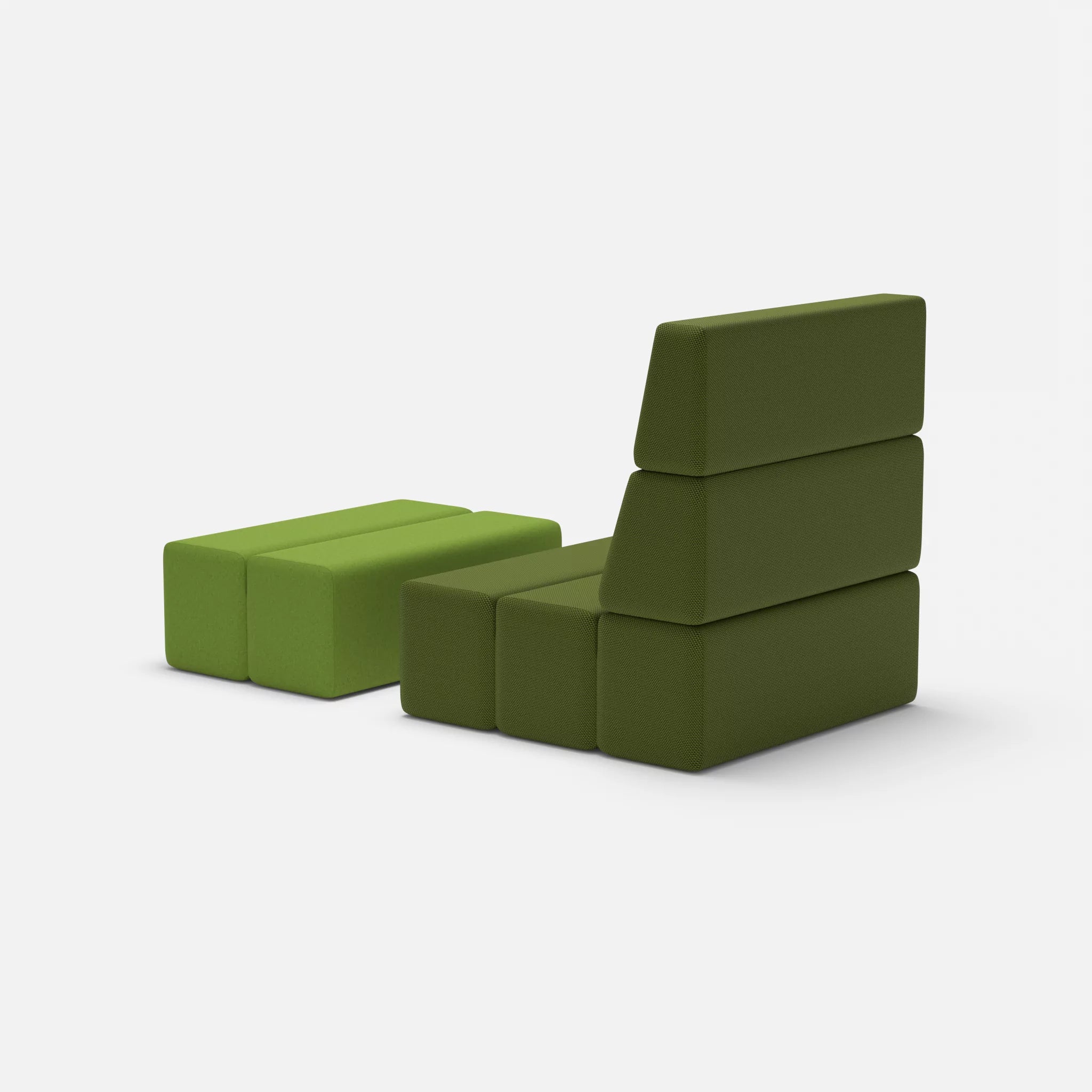 1 Sitzer Sofa Bricks 3 novummoss-dama0027 in Grün und Grün von hinten