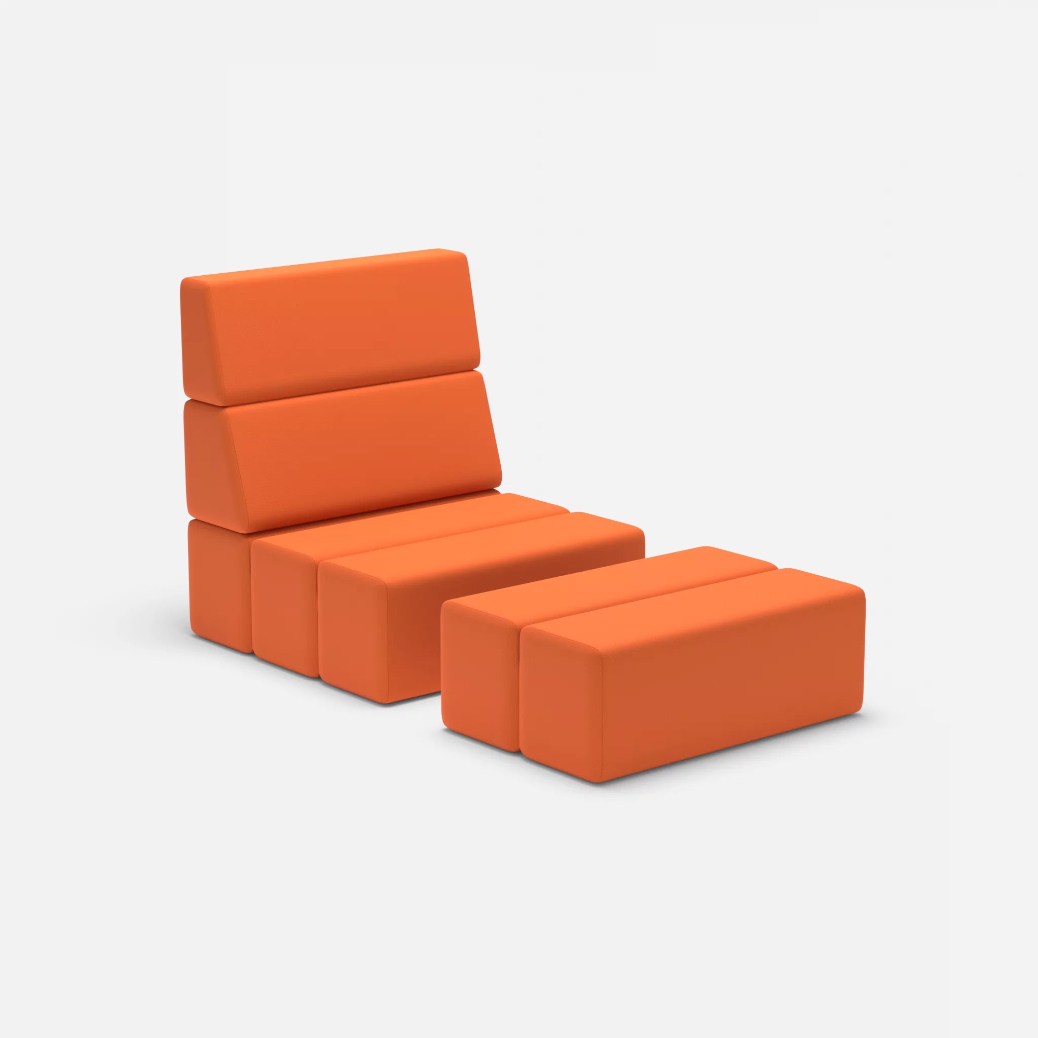 1 Sitzer Sofa Bricks 3 radio3094 in Orange von der Seite