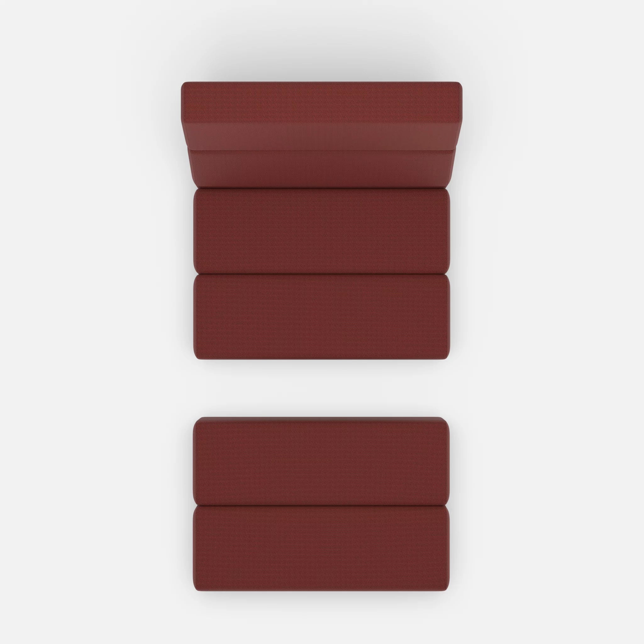 1 Sitzer Sofa Bricks 3 radio4517 in Dunkelrot von oben